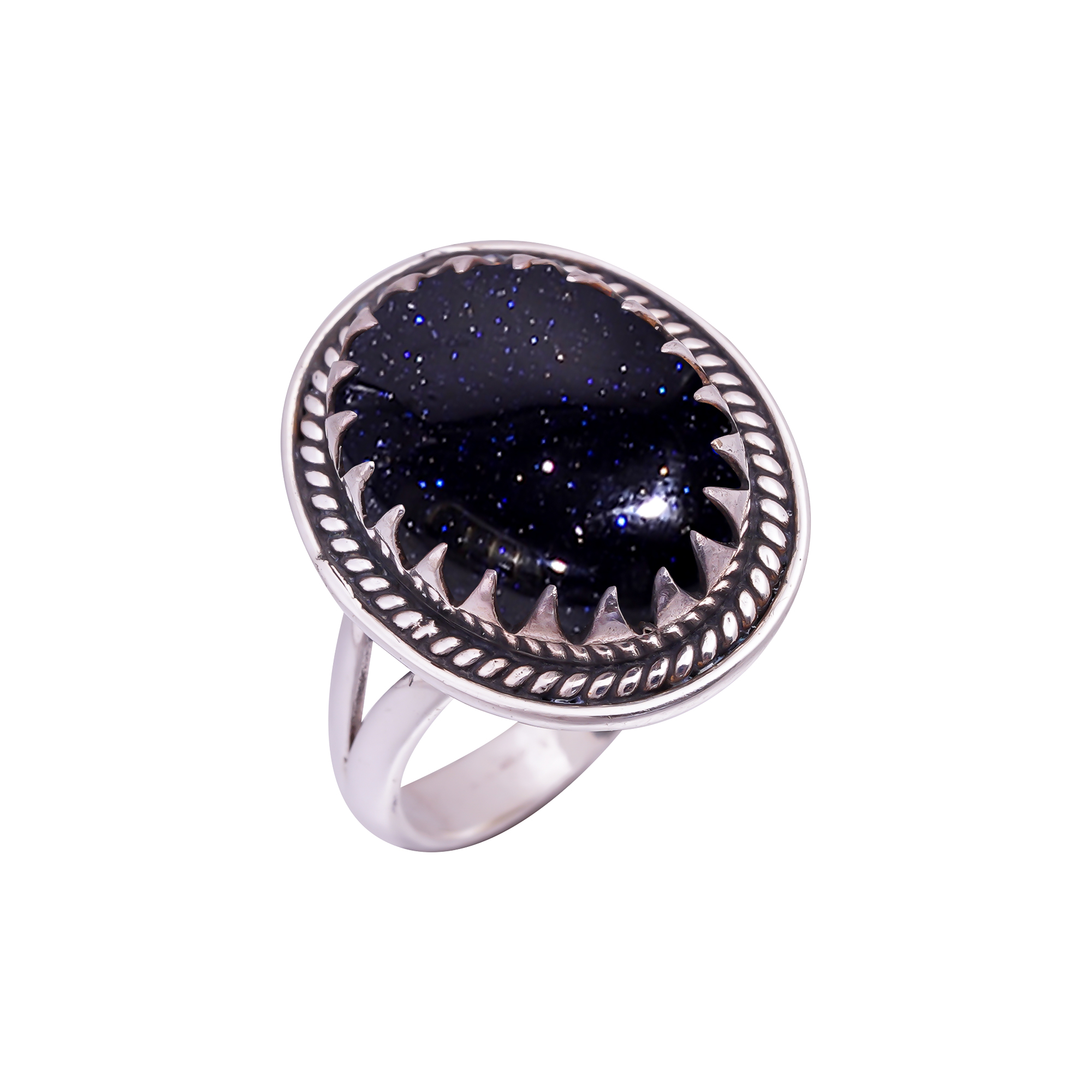 Blue Sunstone - Simulated Gemstone 925 Sterling Silver Ring