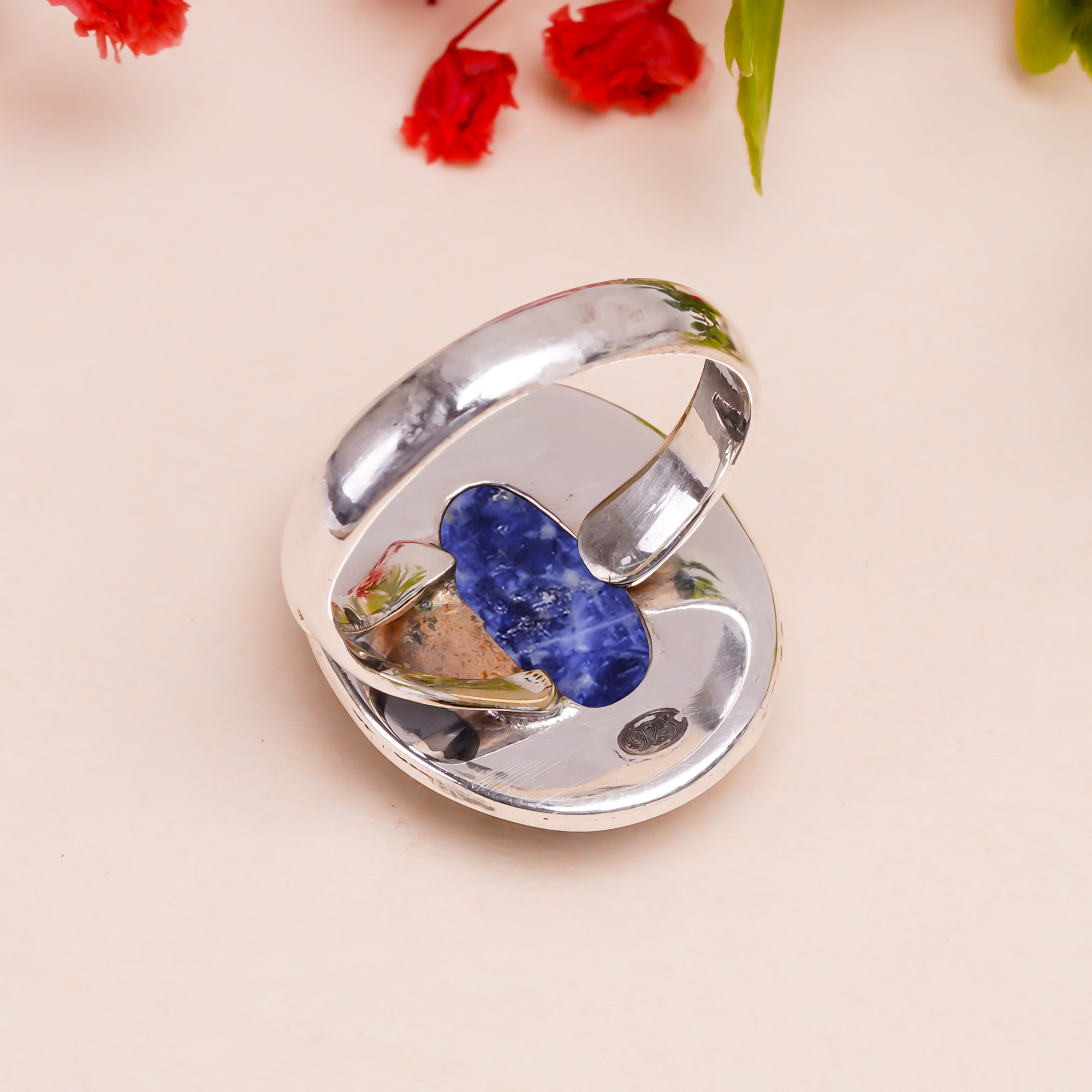 Sodalite - Minas Gerais Gemstone 925 Sterling Silver Ring
