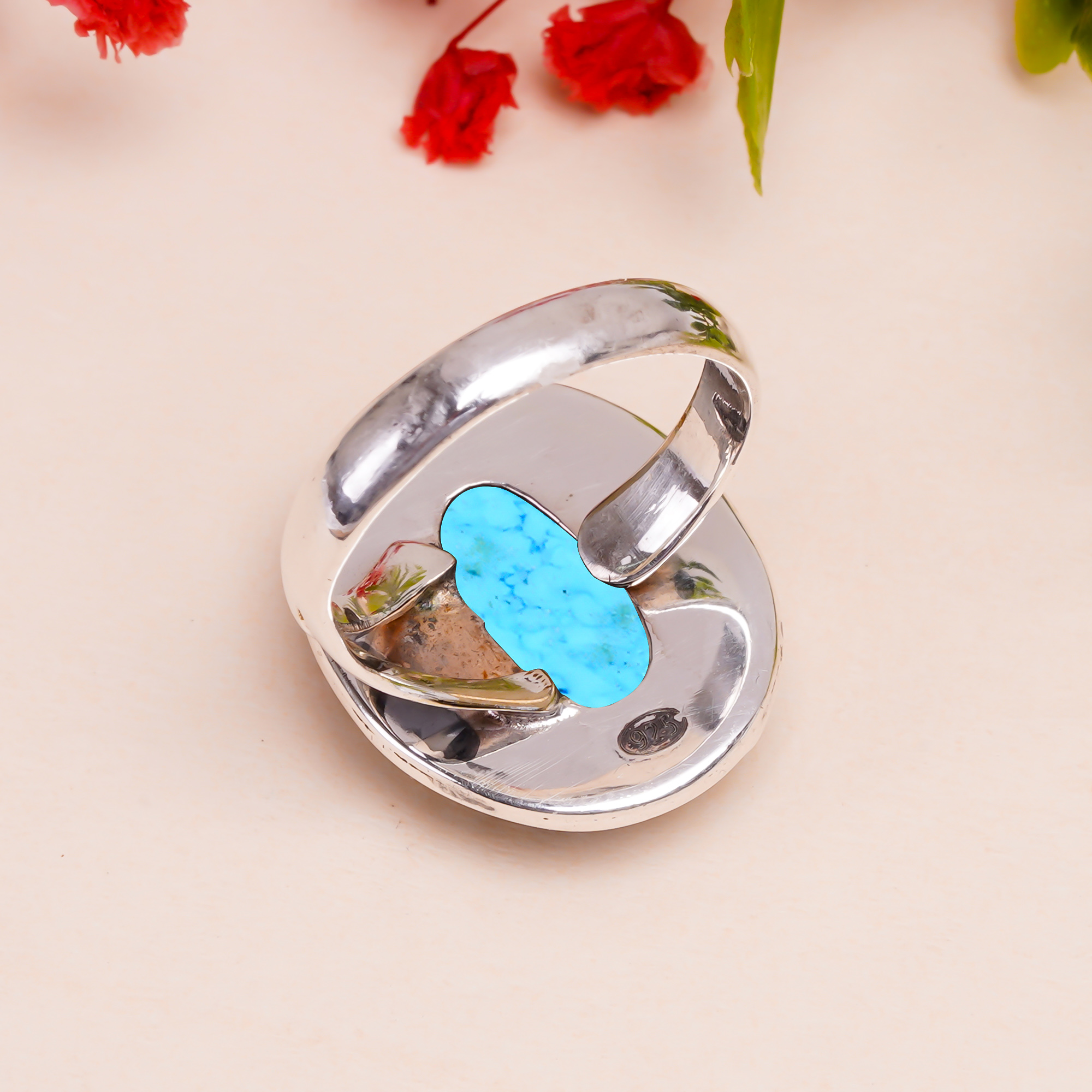 Magnesite Turquoise Gemstone 925 Sterling Silver Ring