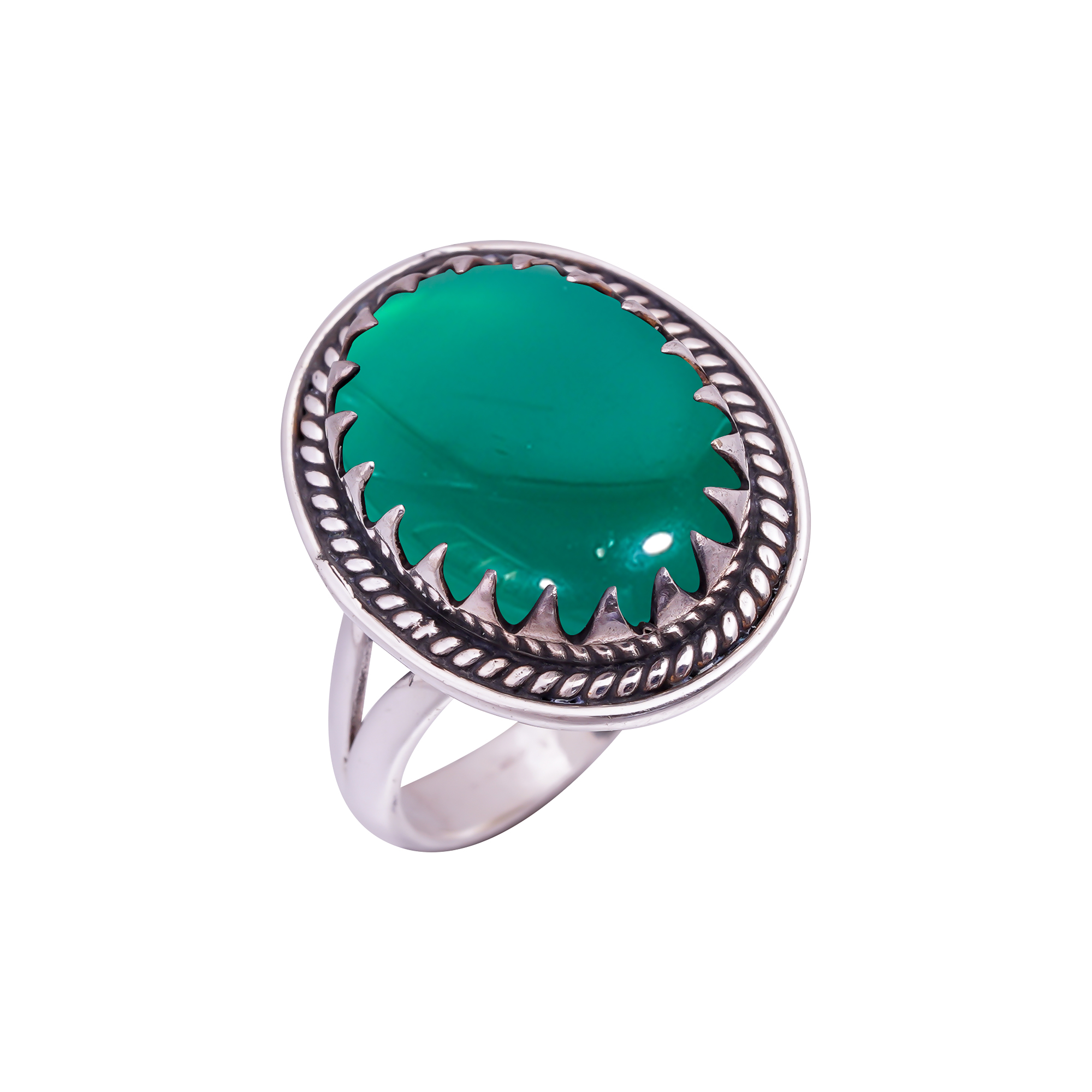 Green Onyx Gemstone 925 Sterling Silver Ring
