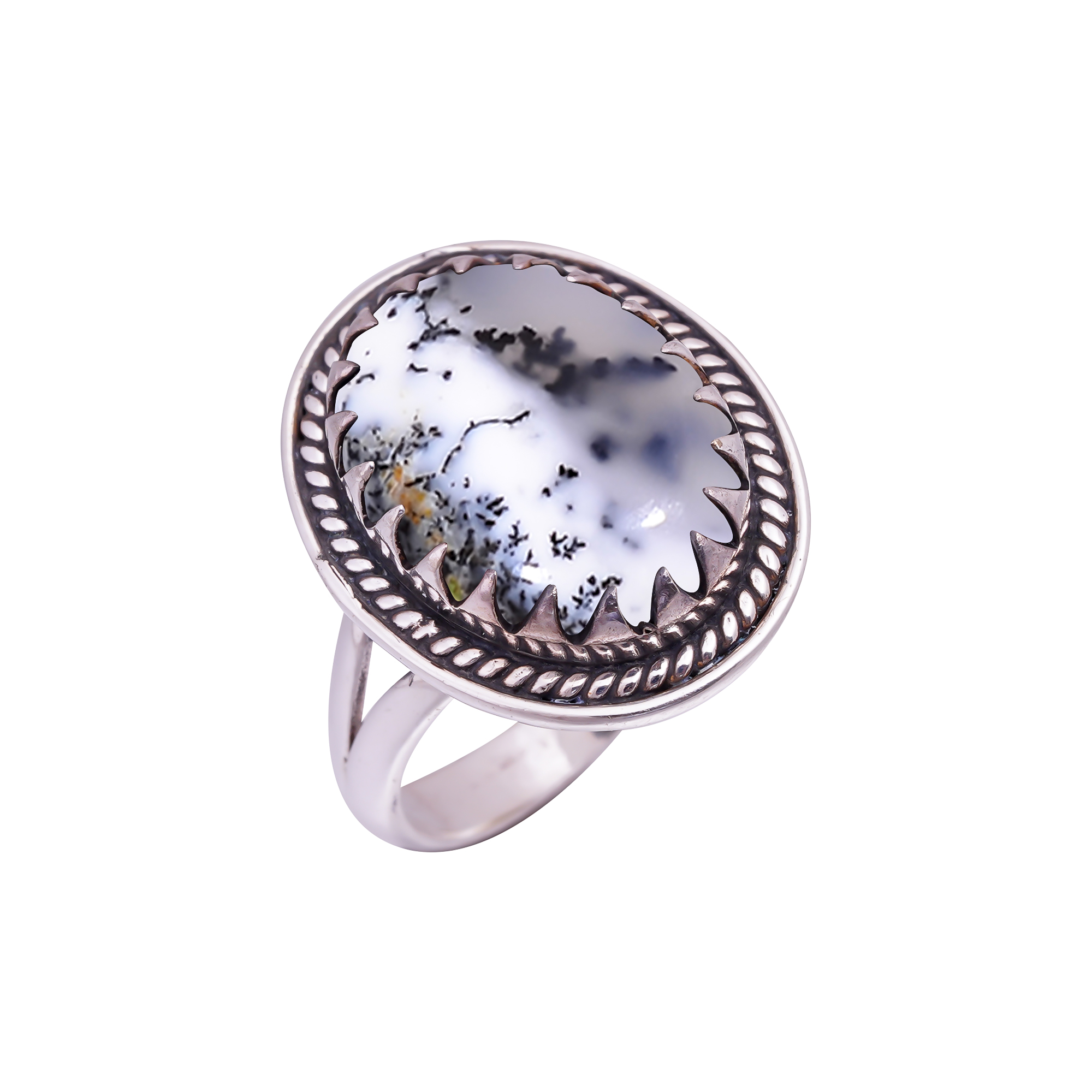 Dendritic Agate - Brazil Gemstone 925 Sterling Silver Ring