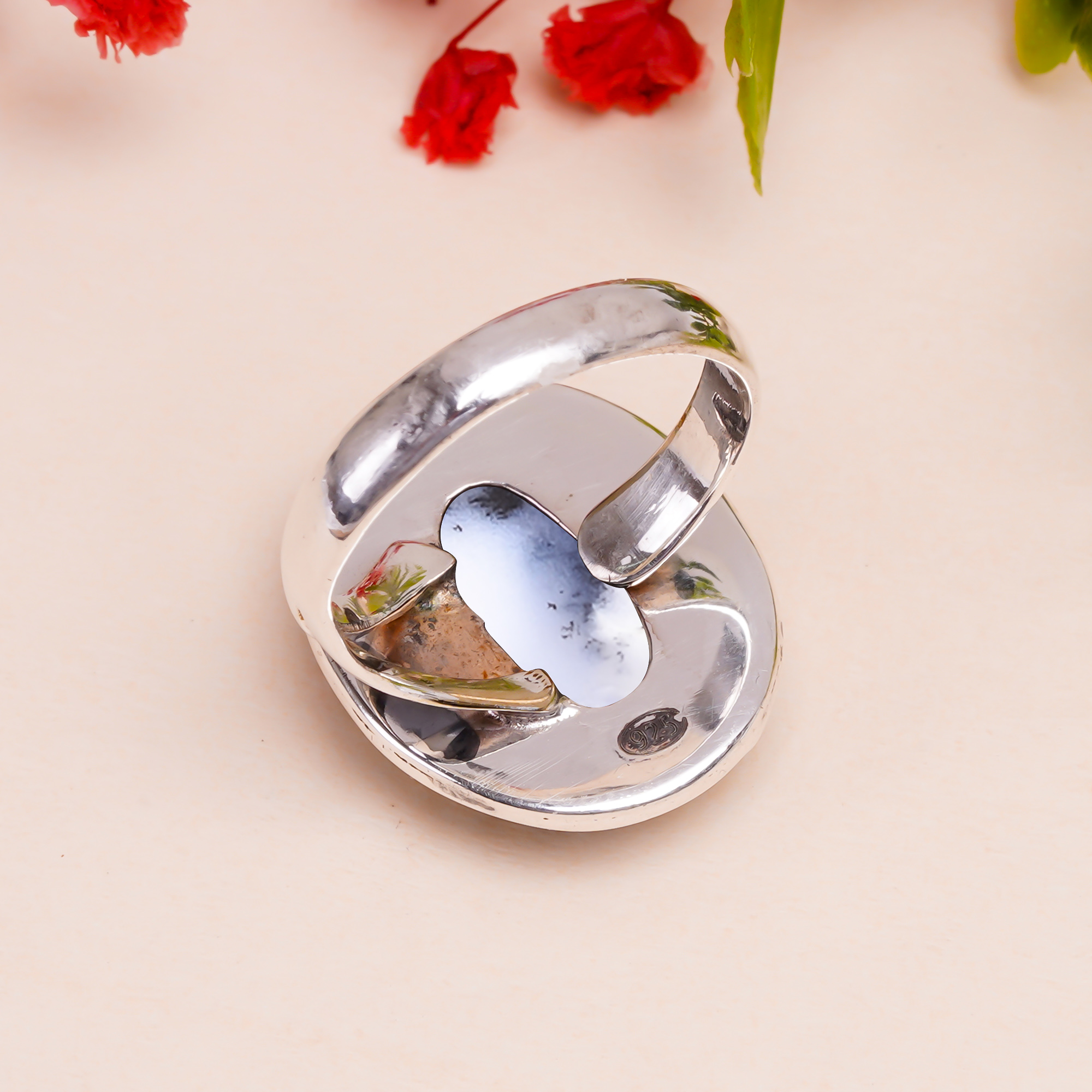 Dendritic Agate - Brazil Gemstone 925 Sterling Silver Ring
