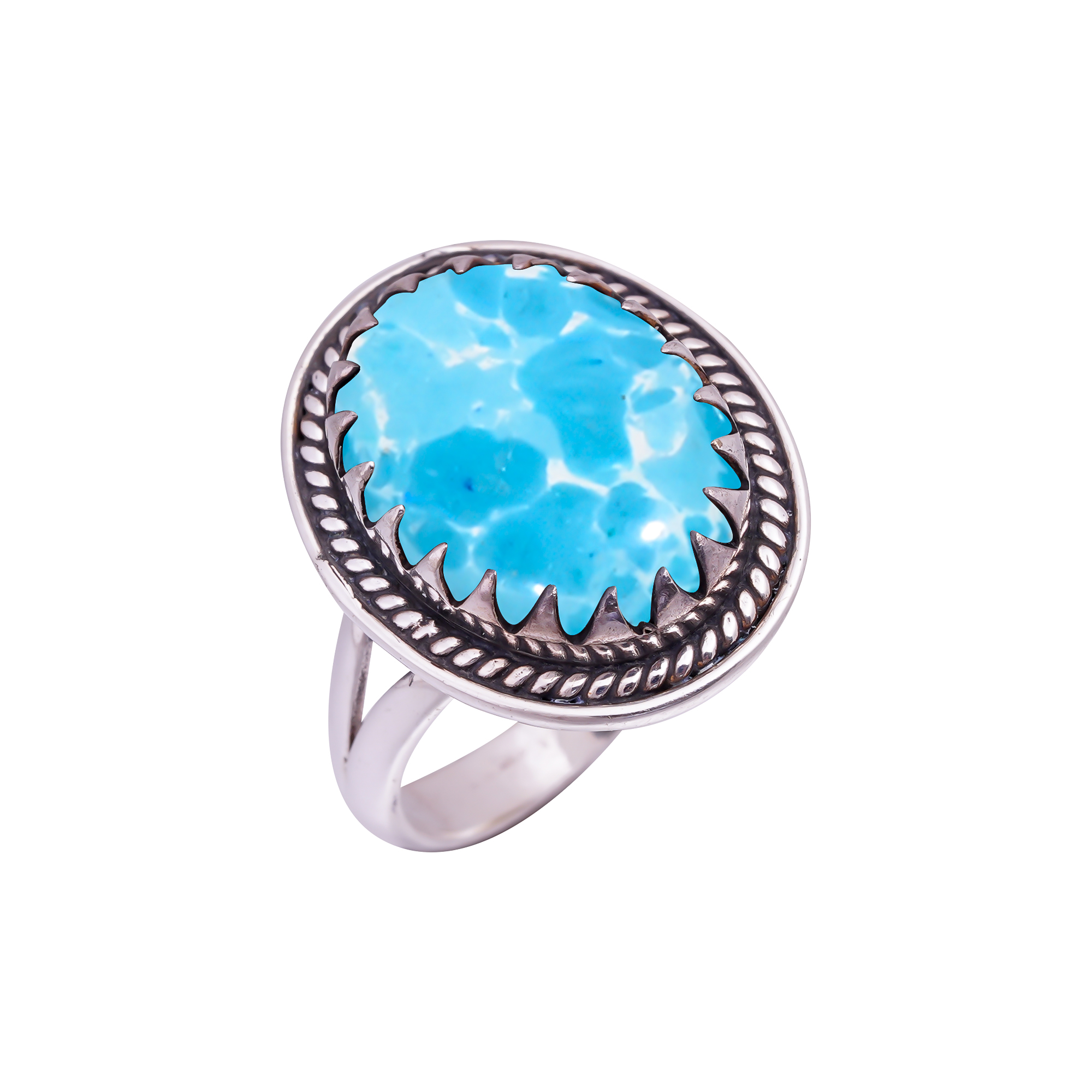 Larimar - Simulated Gemstone 925 Sterling Silver Ring