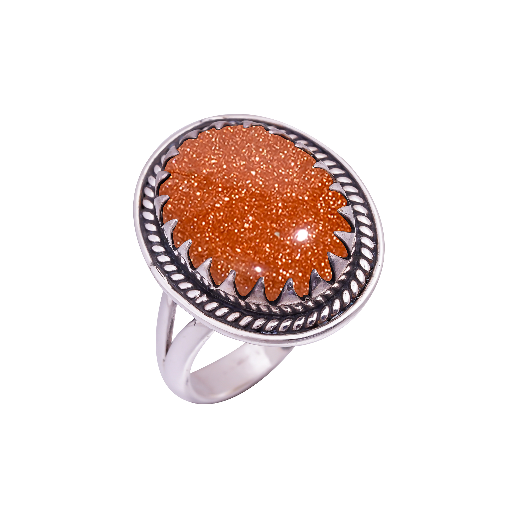 Golden Sunstone - Simulated Gemstone 925 Sterling Silver Ring