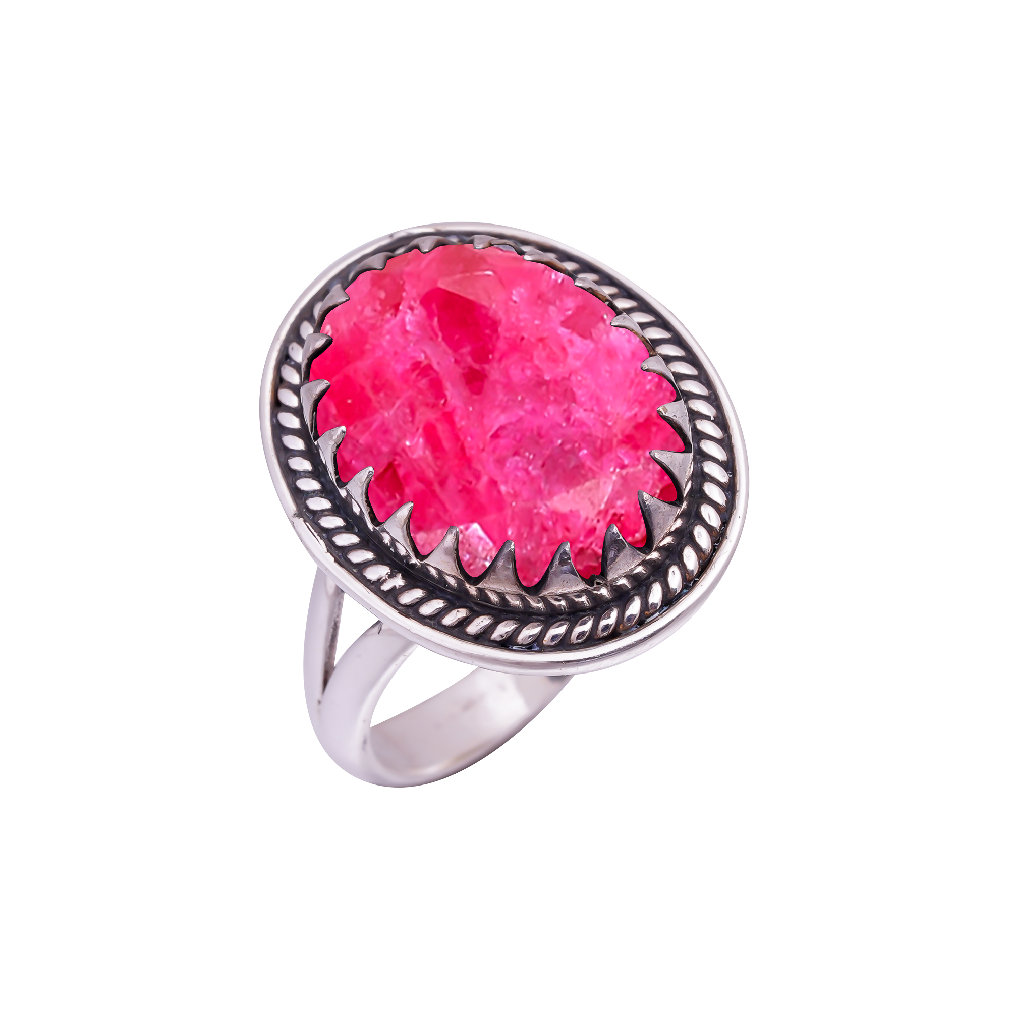 Ruby - Dyed Quartz Gemstone 925 Sterling Silver Ring