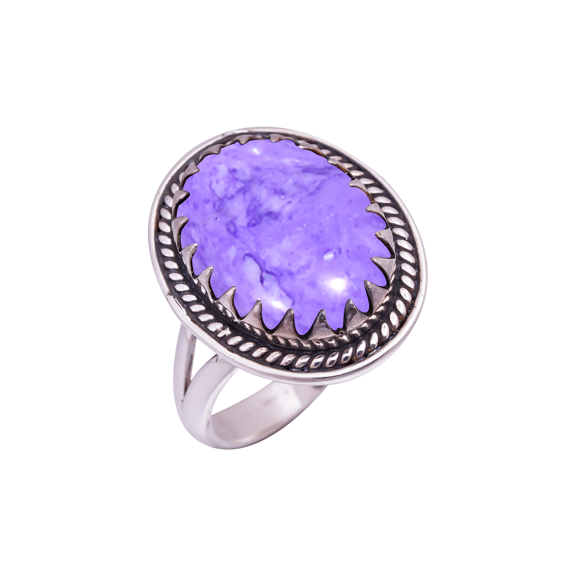 Purple Charoite - Simulated Gemstone 925 Sterling Silver Ring