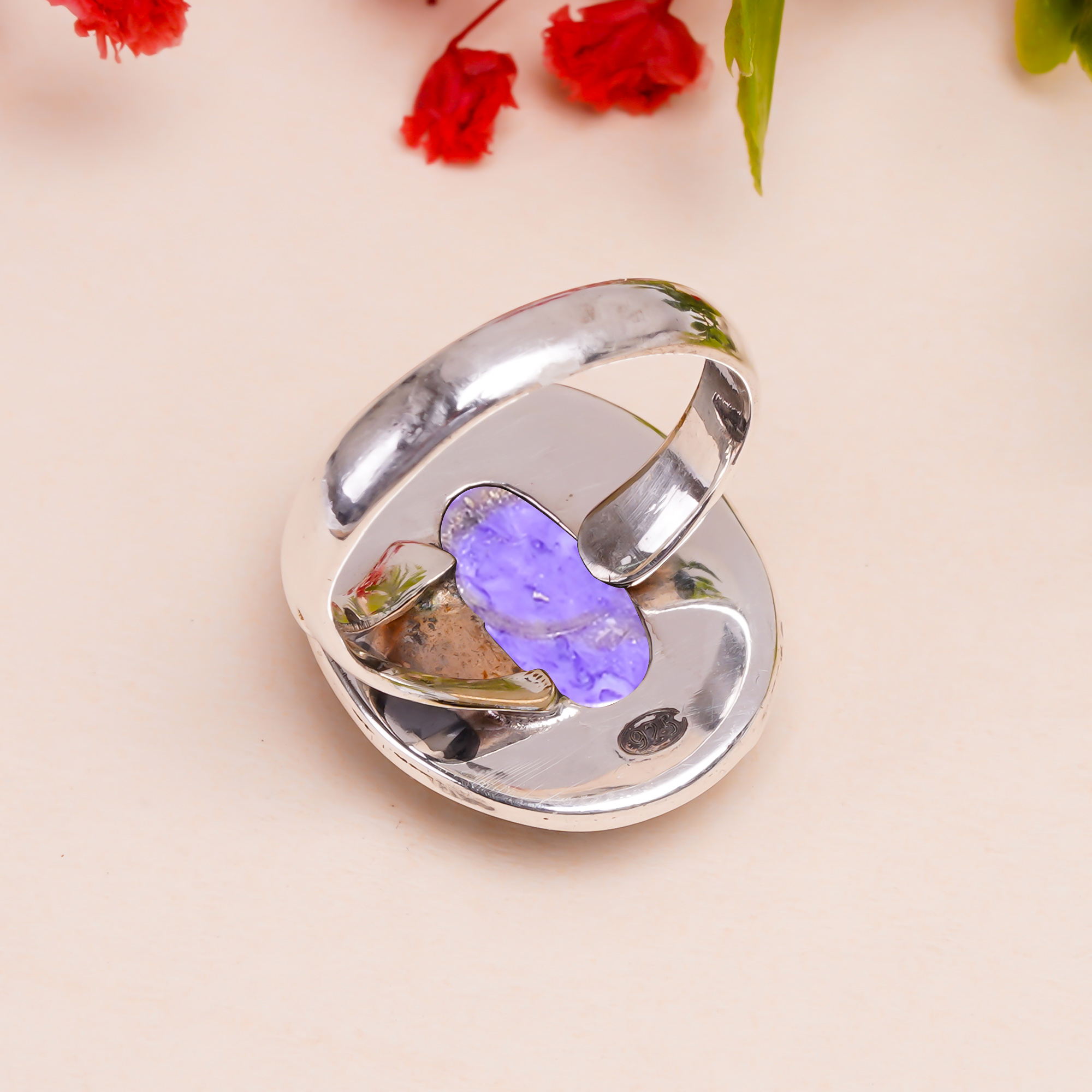 Purple Charoite - Simulated Gemstone 925 Sterling Silver Ring