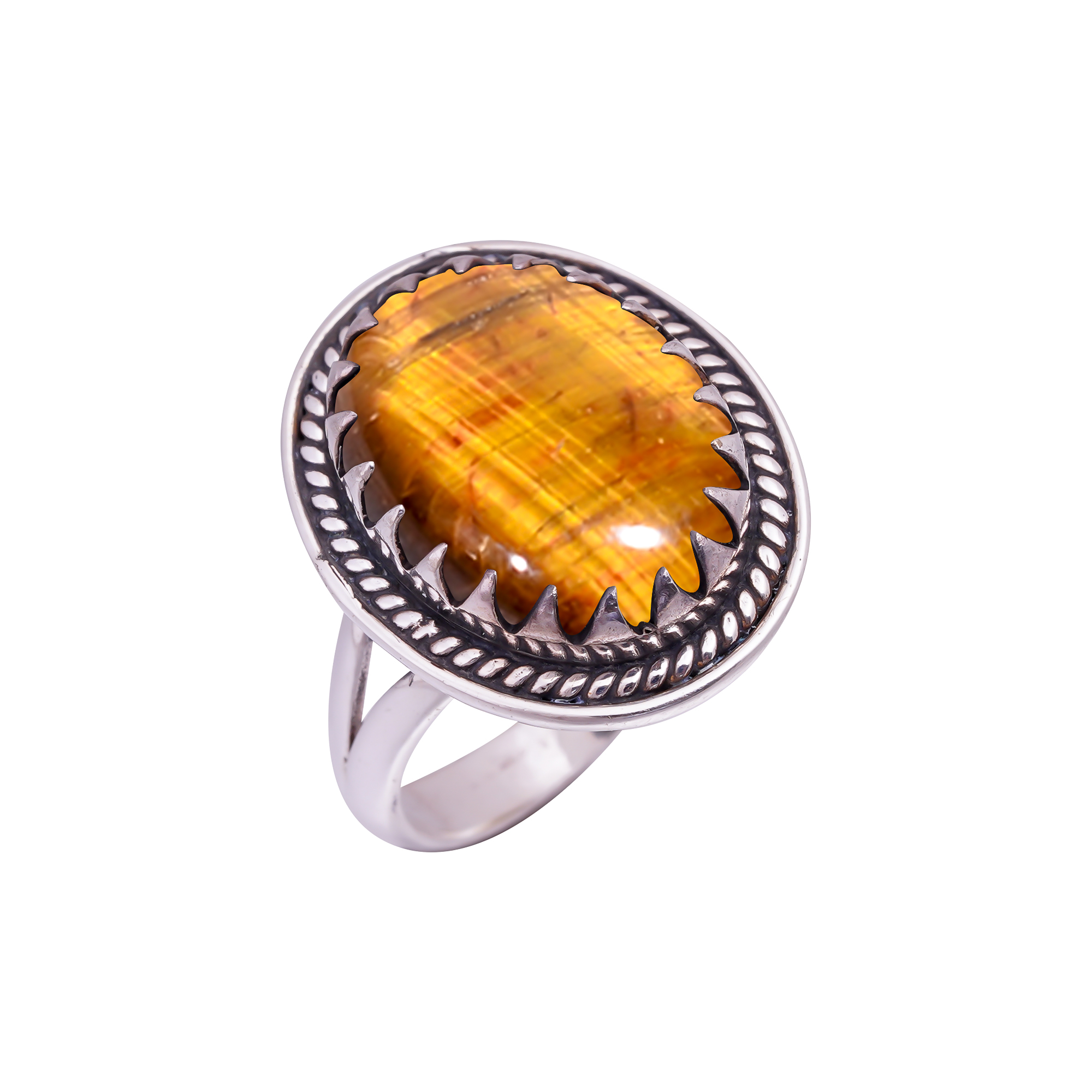 Yellow Tiger Eye - South Africa Gemstone 925 Sterling Silver Ring