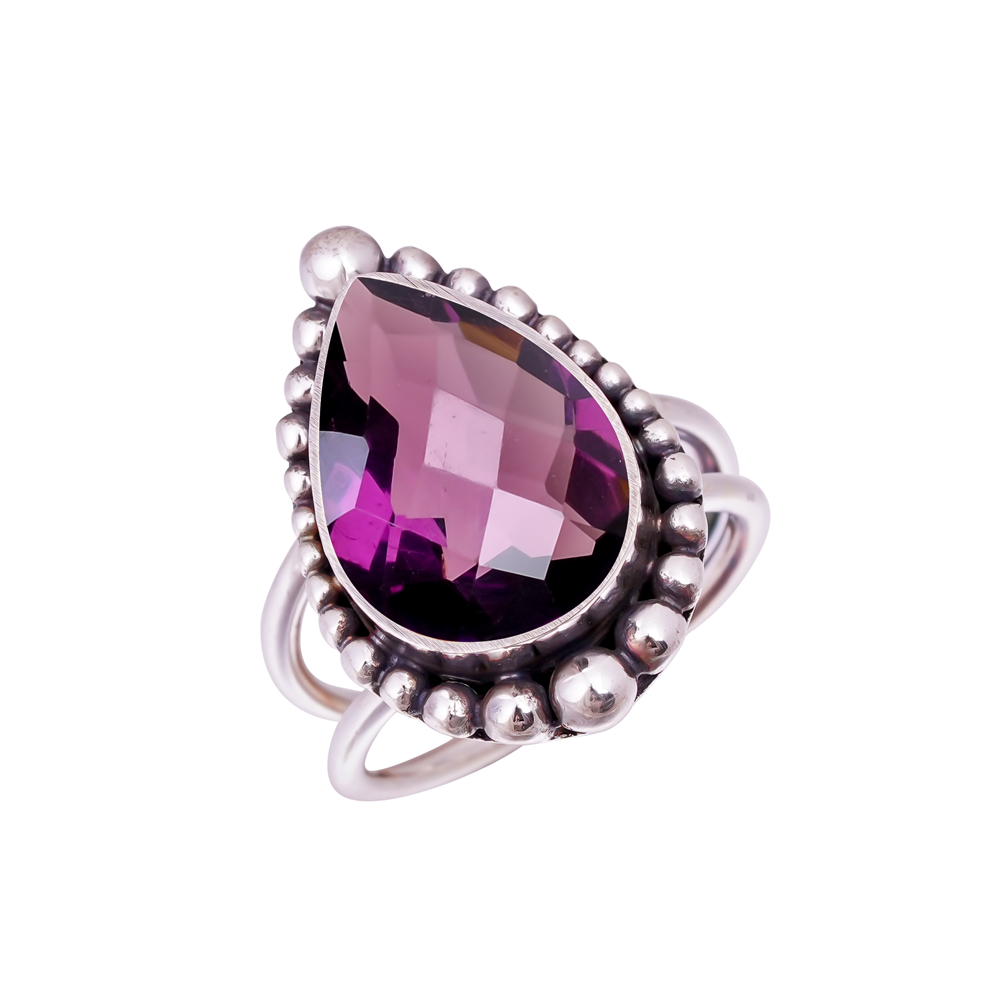 Purple Amethyst - Simulated Gemstone 925 Sterling Silver Ring