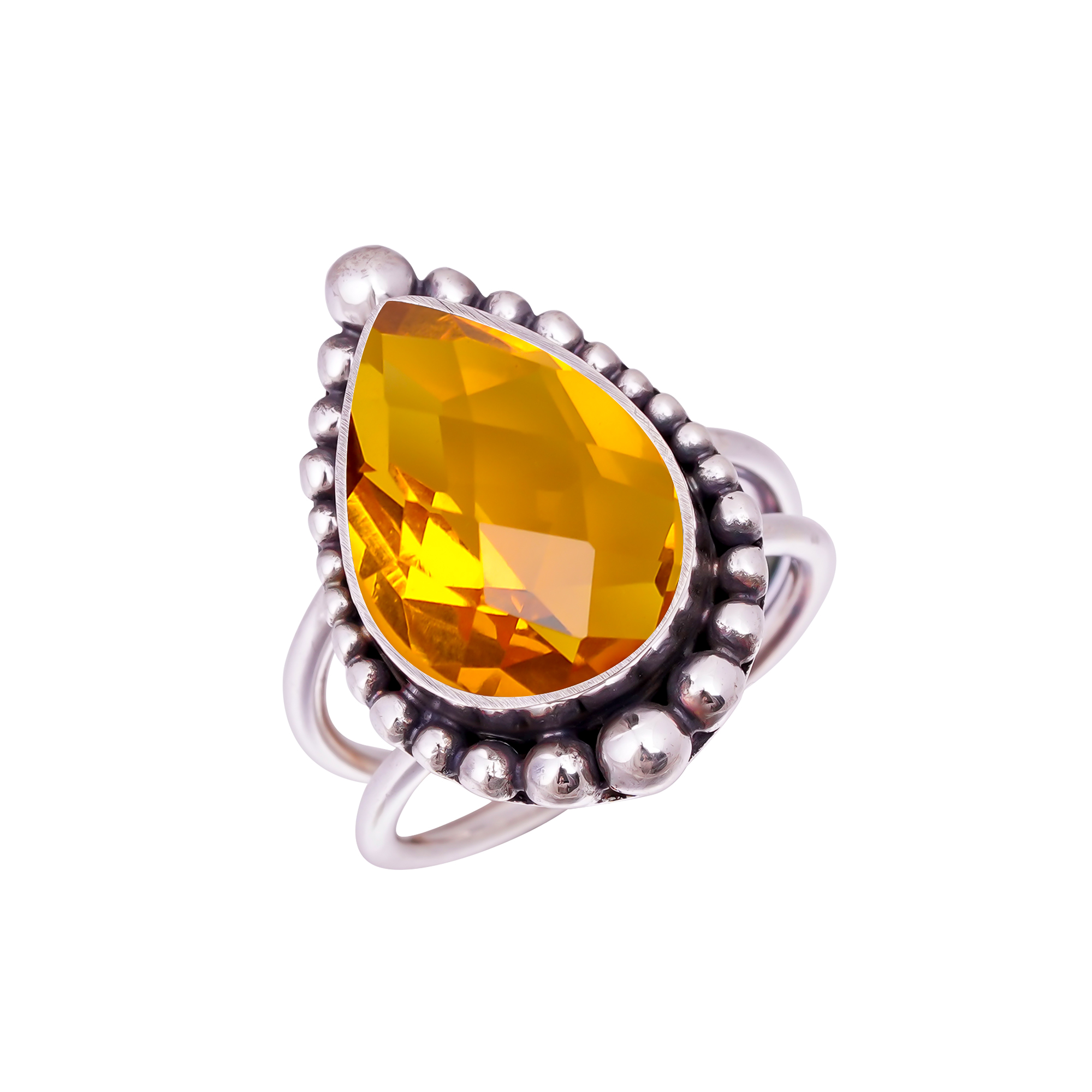 Citrine - Simulated Gemstone 925 Sterling Silver Ring