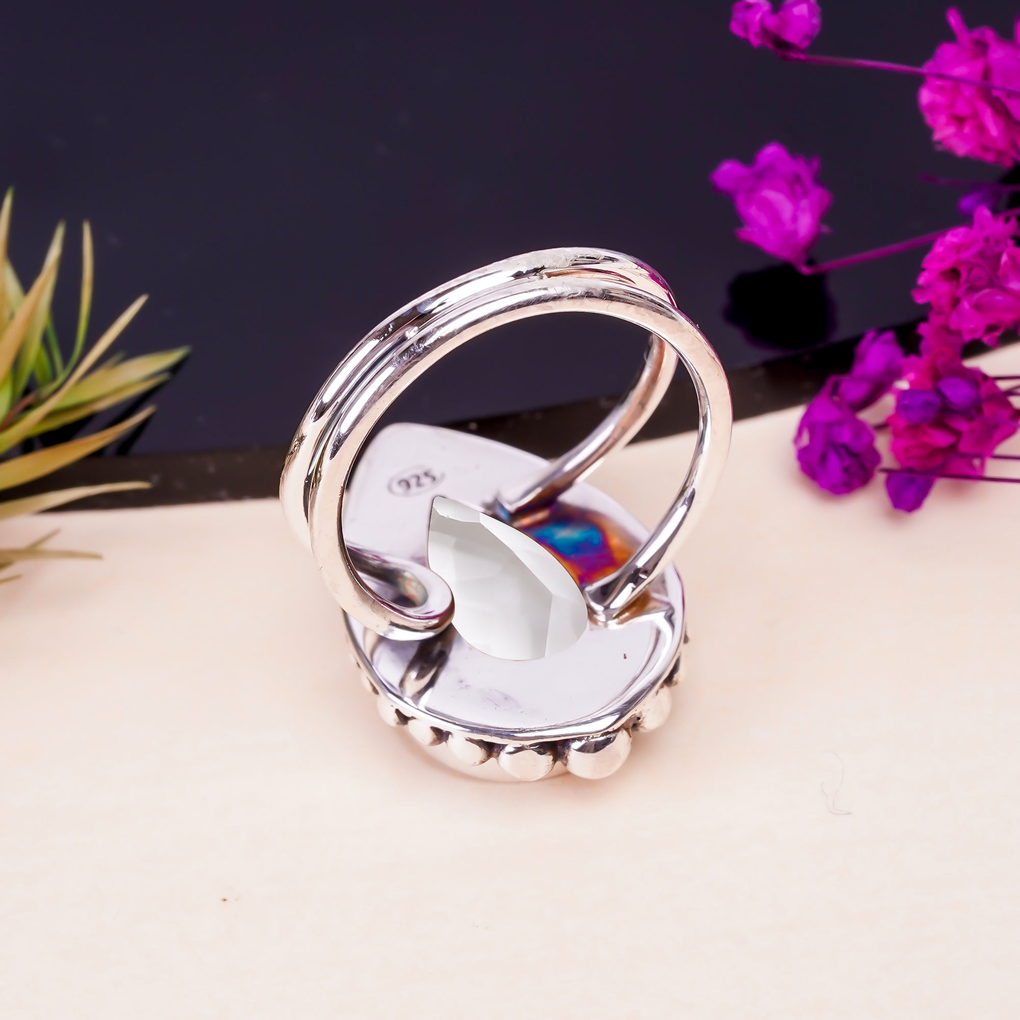 White Topaz - Simulated Gemstone 925 Sterling Silver Ring