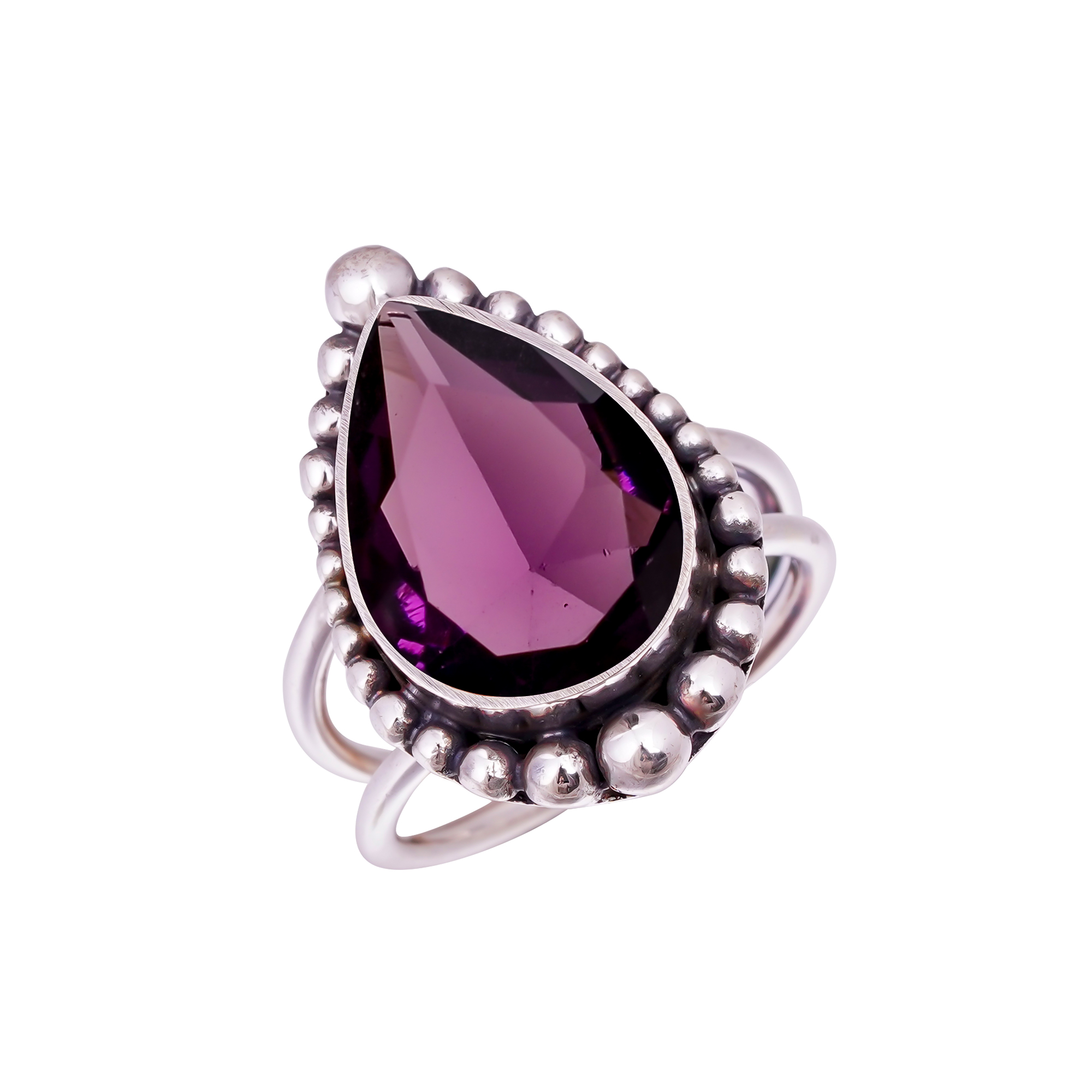 Purple Amethyst - Simulated Gemstone 925 Sterling Silver Ring