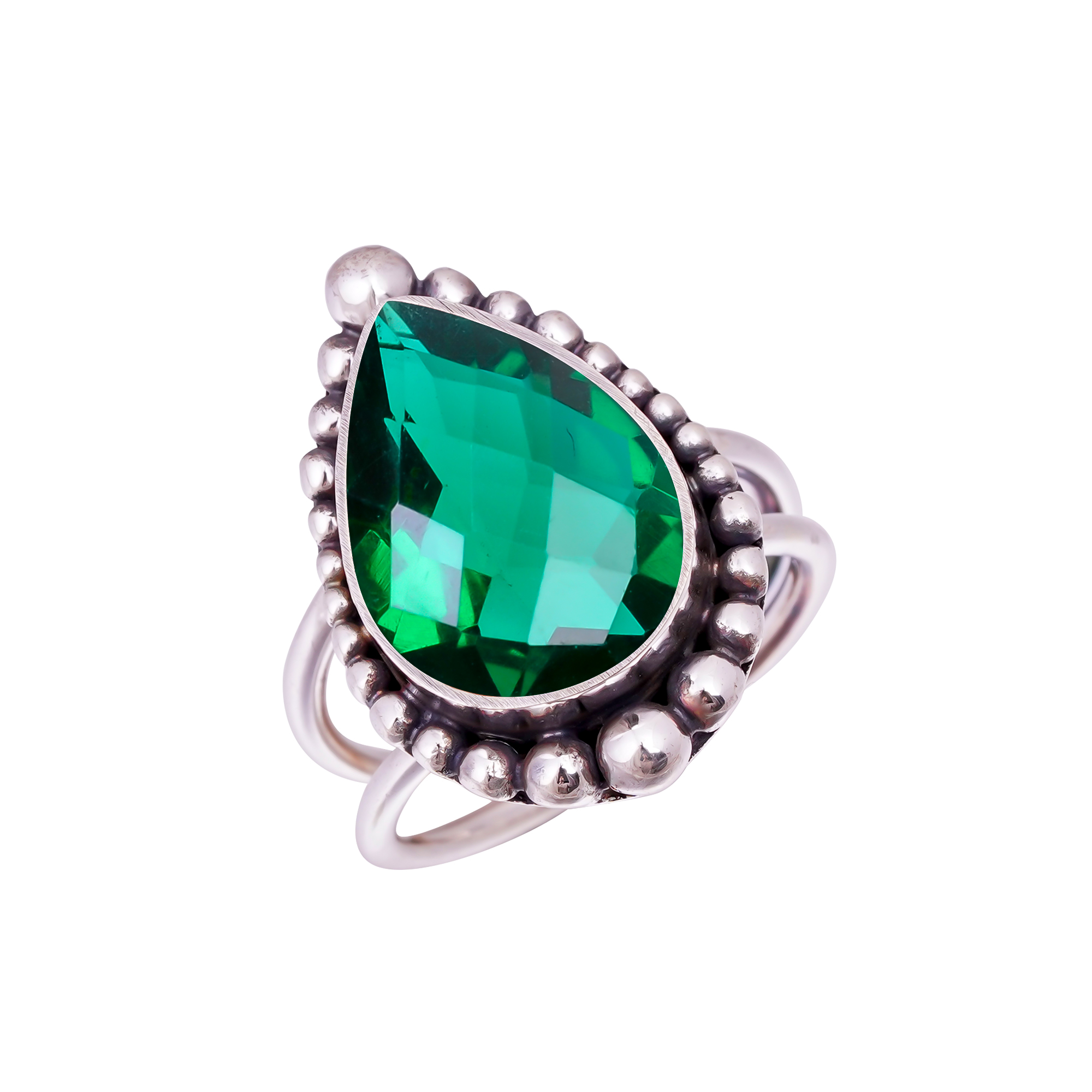 Chrome Diopside - Simulated Gemstone 925 Sterling Silver Ring