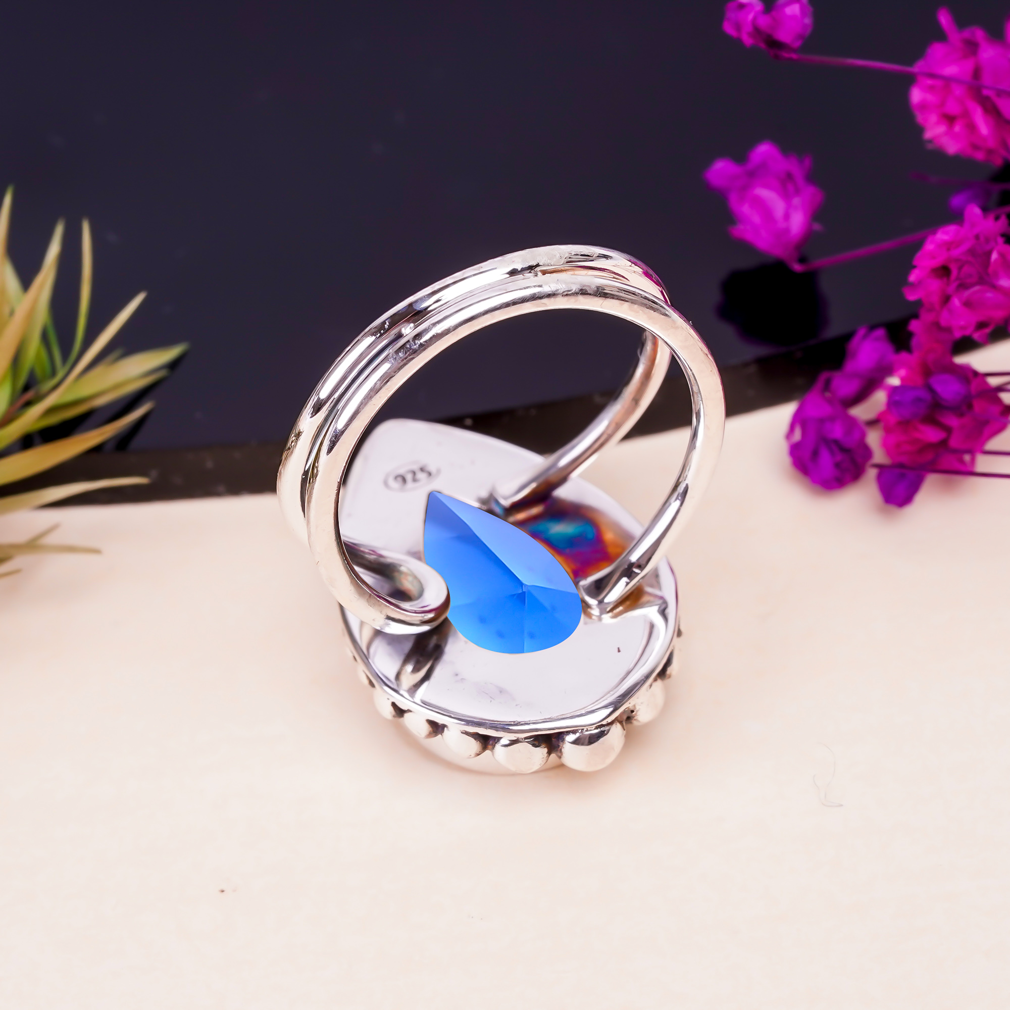 Tanzanite - Simulated Gemstone 925 Sterling Silver Ring