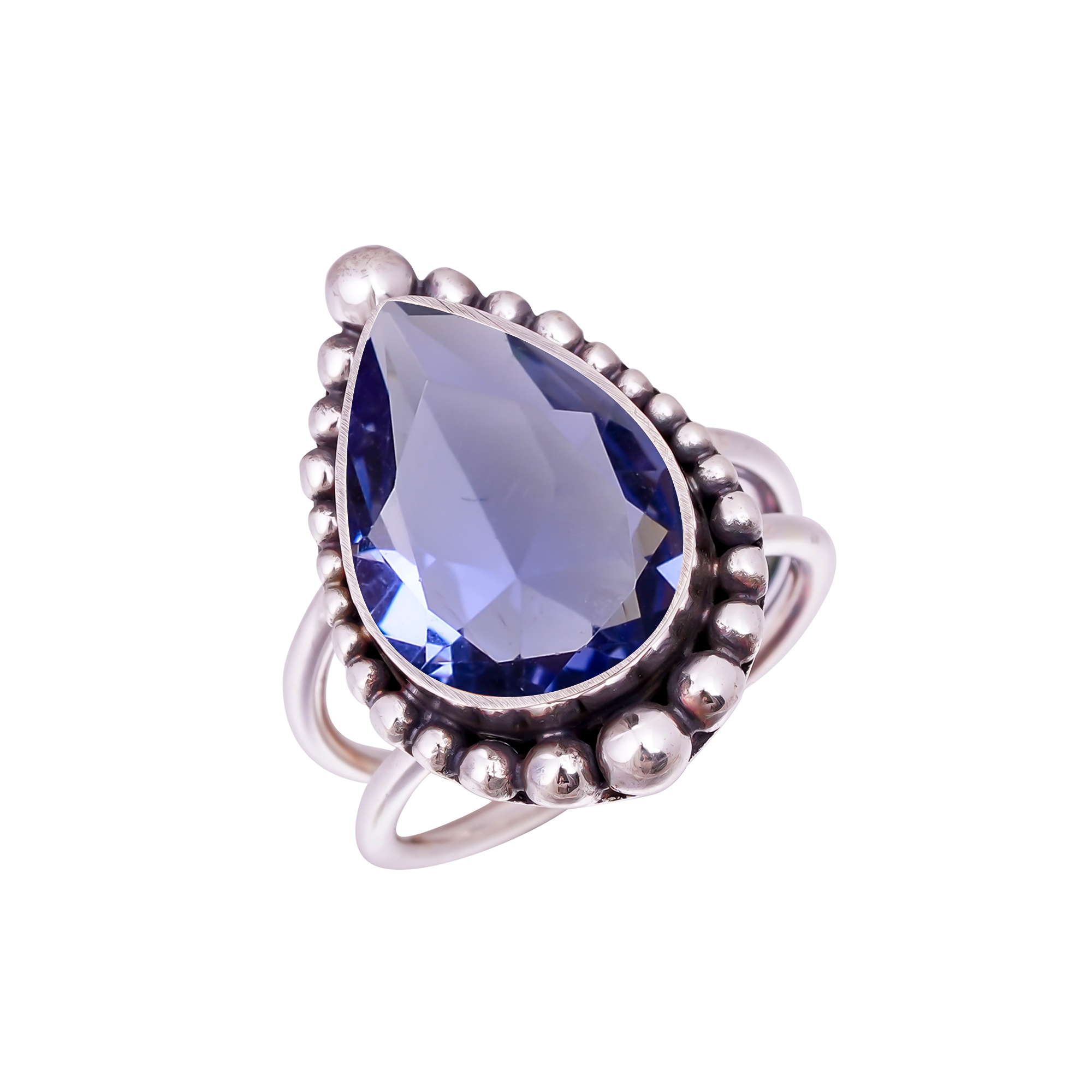 Iolite - Simulated Gemstone 925 Sterling Silver Ring