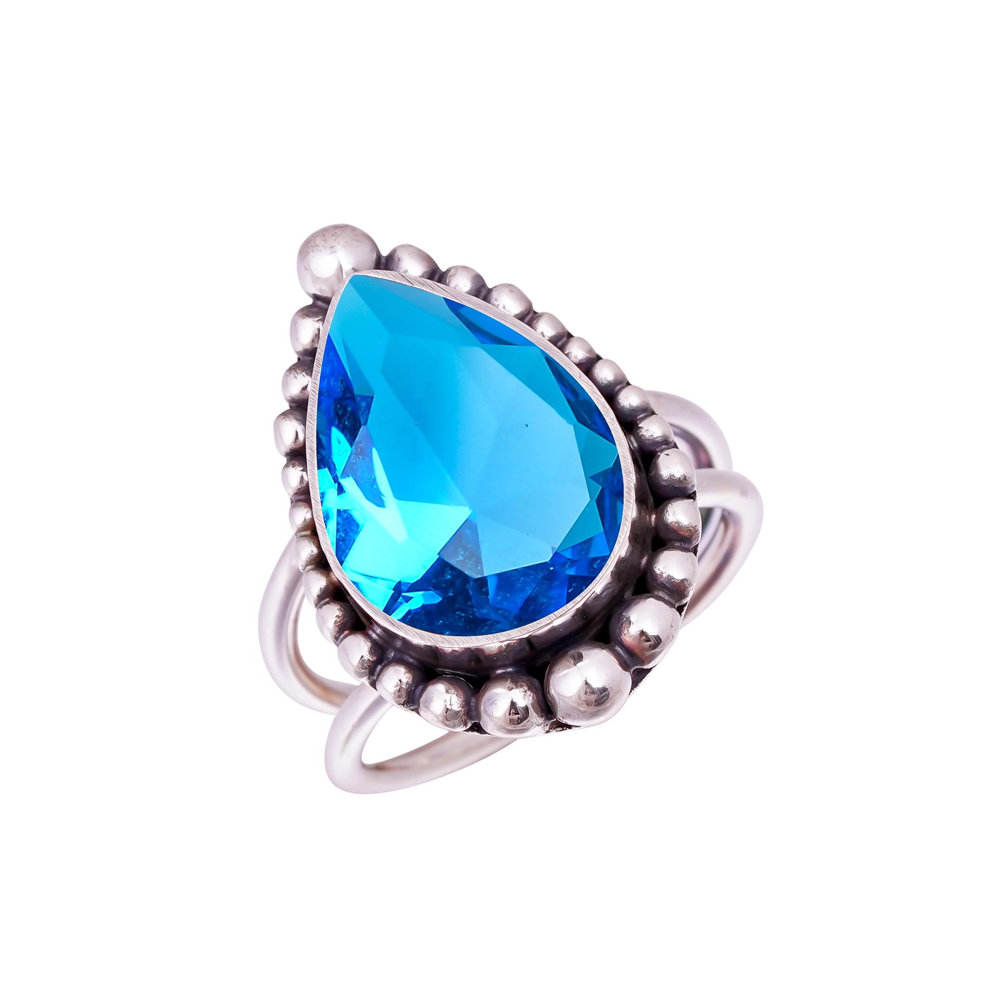London Blue Topaz - Simulated Gemstone 925 Sterling Silver Ring