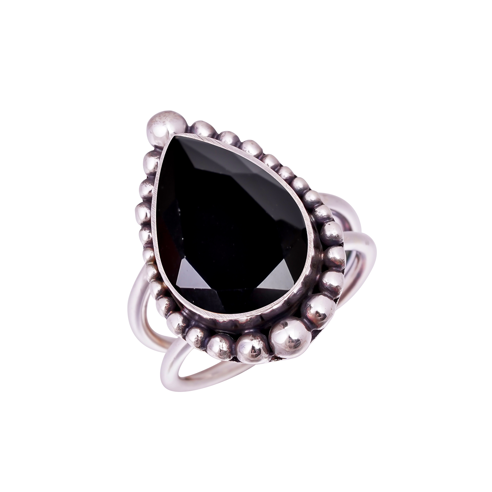 Black Onyx - Simulated Gemstone 925 Sterling Silver Ring