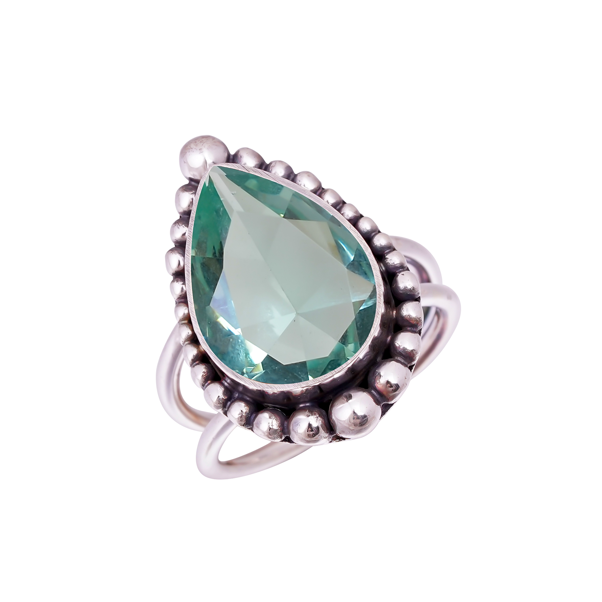Aquamarine - Simulated Gemstone 925 Sterling Silver Ring