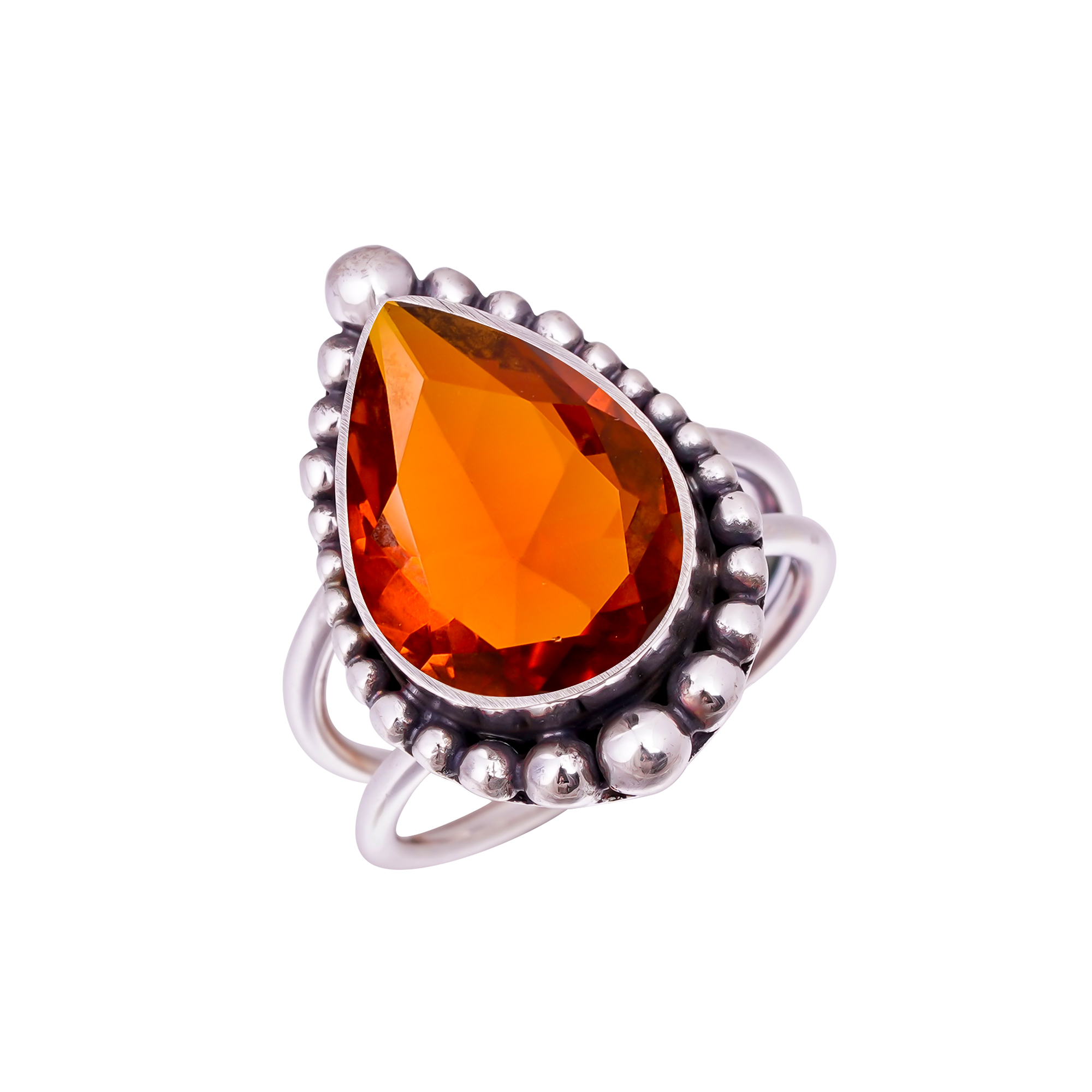 Hessonite Garnet - Simulated Gemstone 925 Sterling Silver Ring