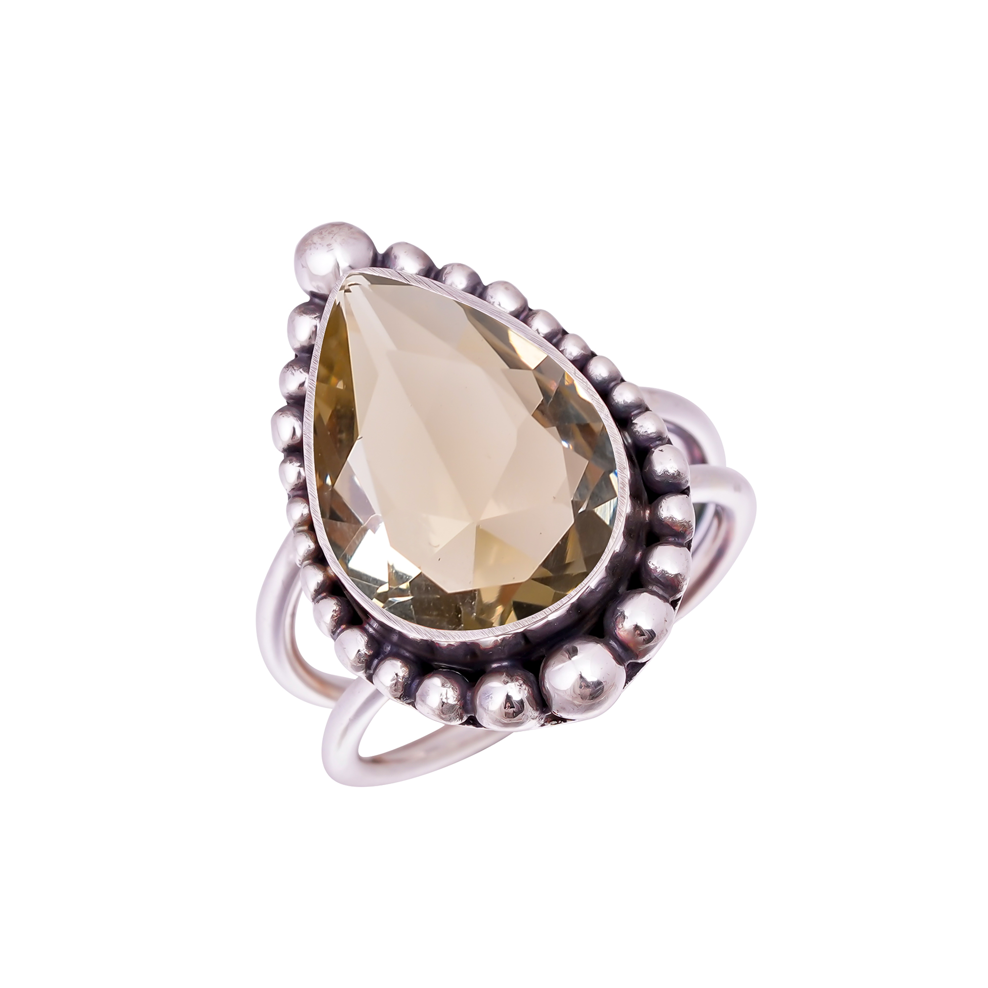 Smokey - Simulated Gemstone 925 Sterling Silver Ring