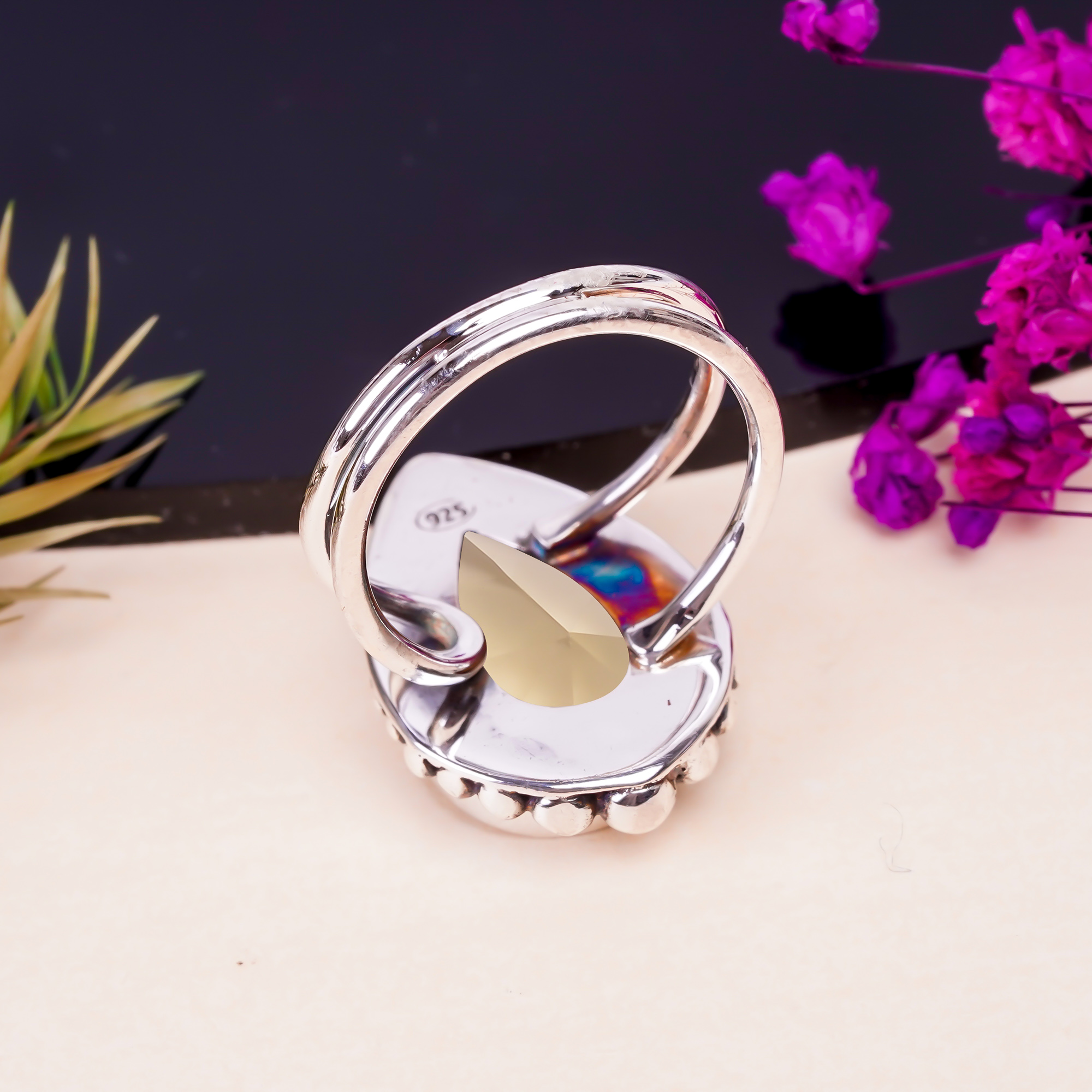 Smokey - Simulated Gemstone 925 Sterling Silver Ring