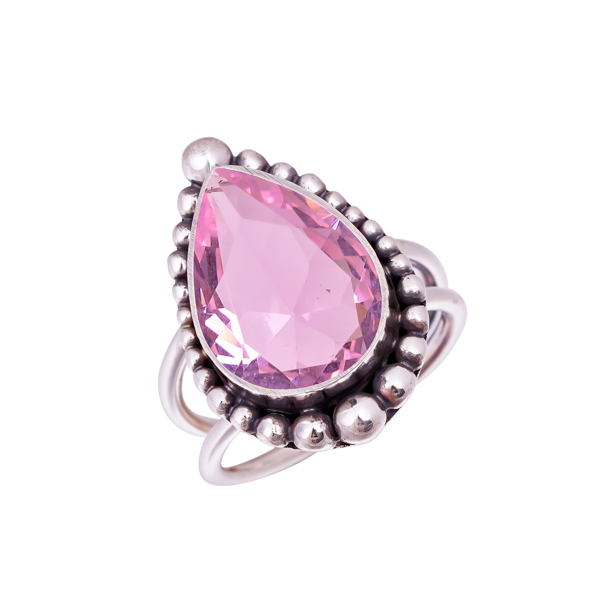 Pink Kunzite - Simulated Gemstone 925 Sterling Silver Ring