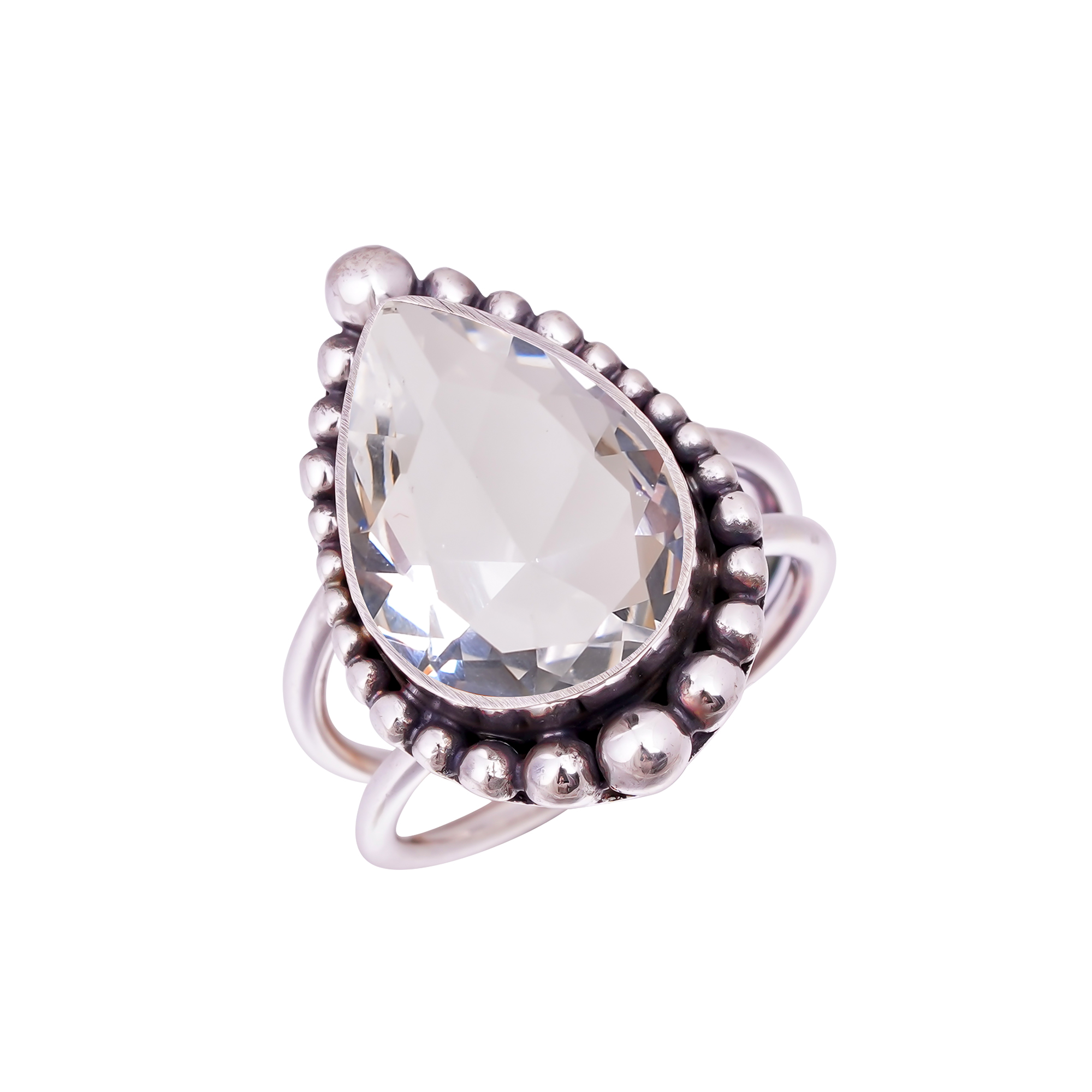 White Topaz - Simulated Gemstone 925 Sterling Silver Ring