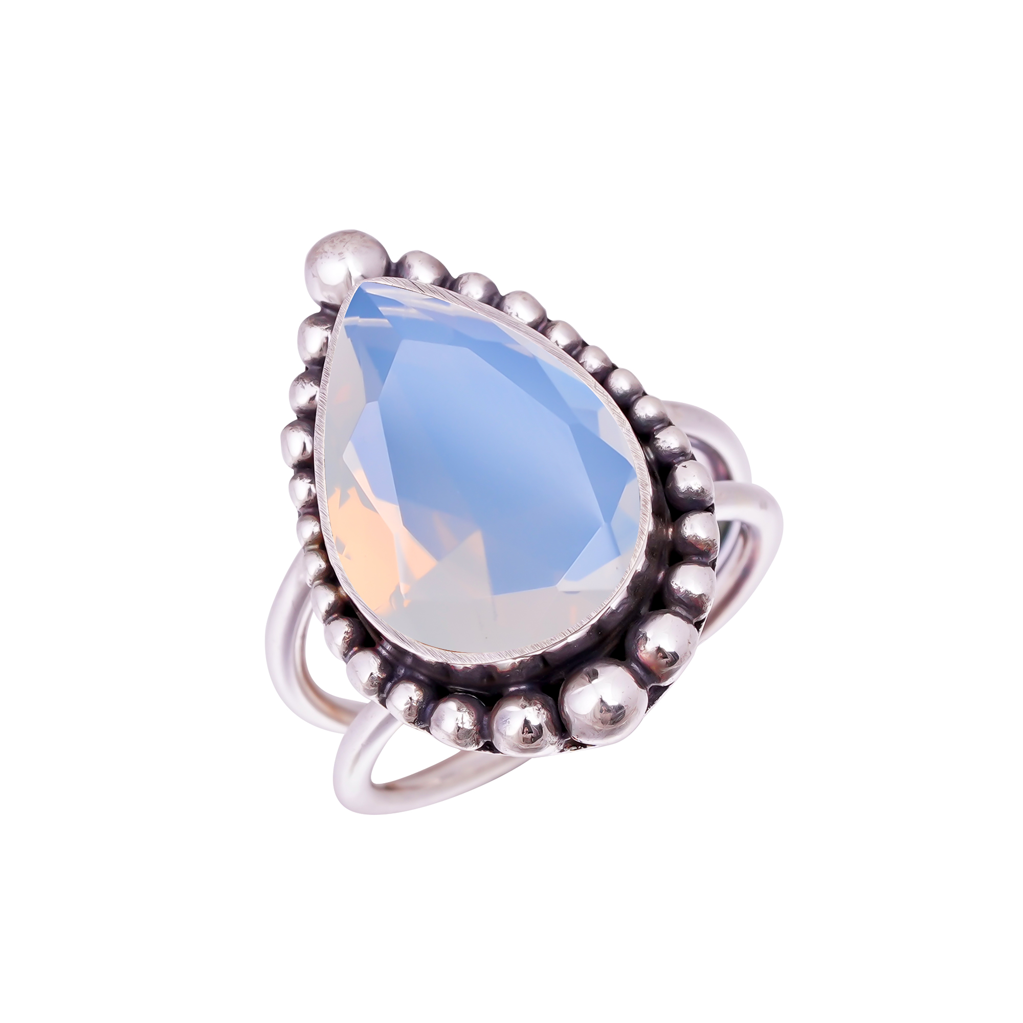 Milky Opal - Simulated Gemstone 925 Sterling Silver Ring