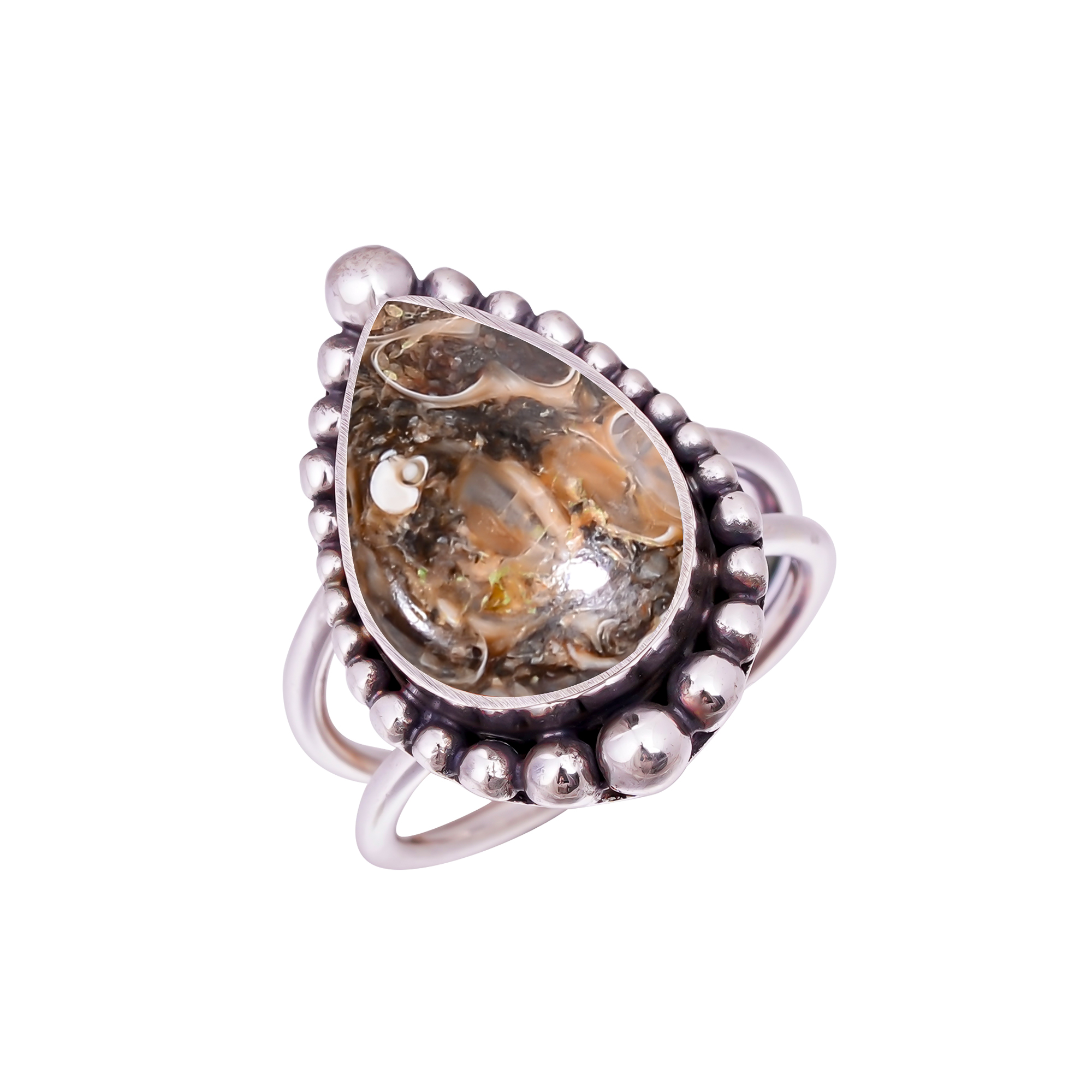 Turritella Agate - Wyoming Gemstone 925 Sterling Silver Ring