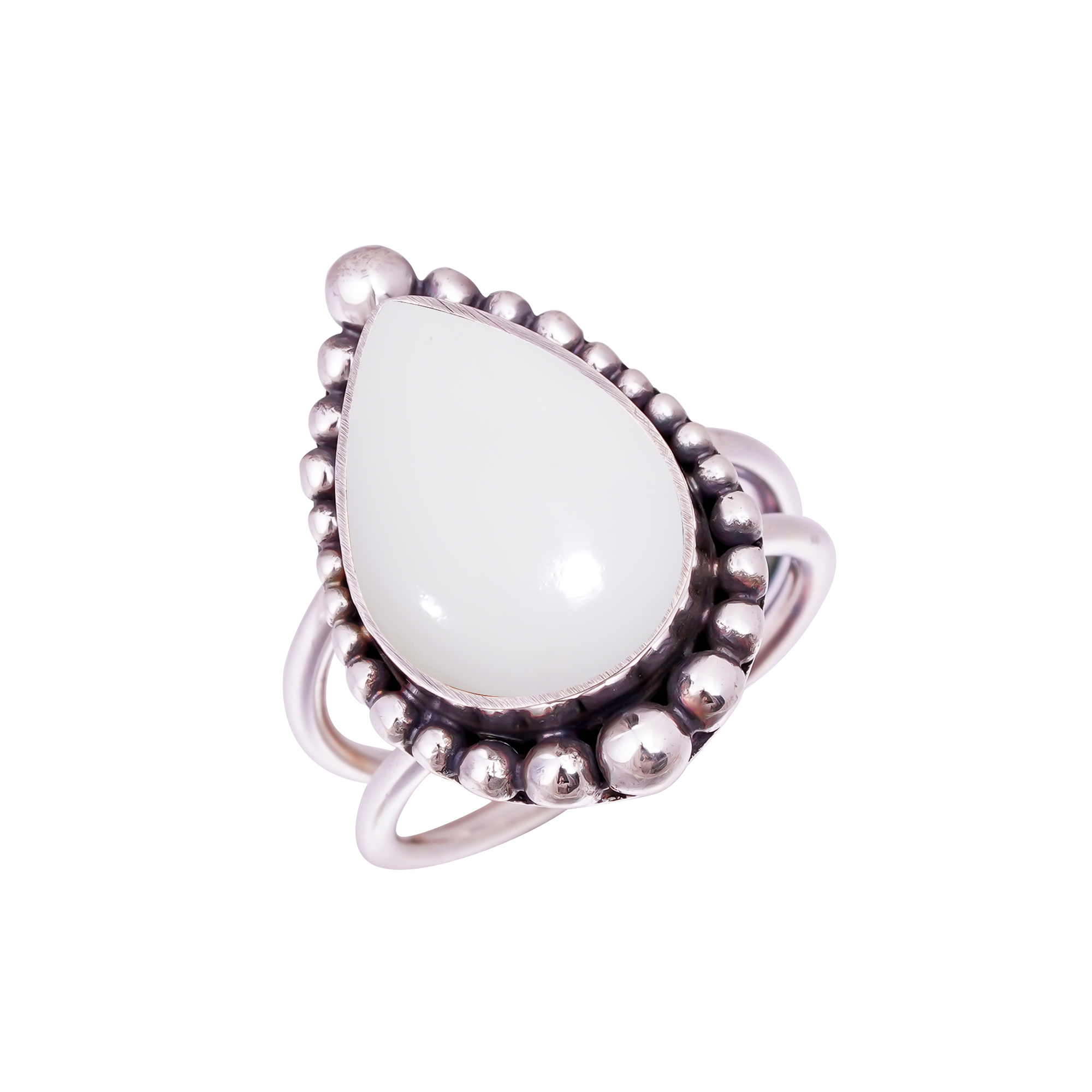 White Coral - Simulated Gemstone 925 Sterling Silver Ring