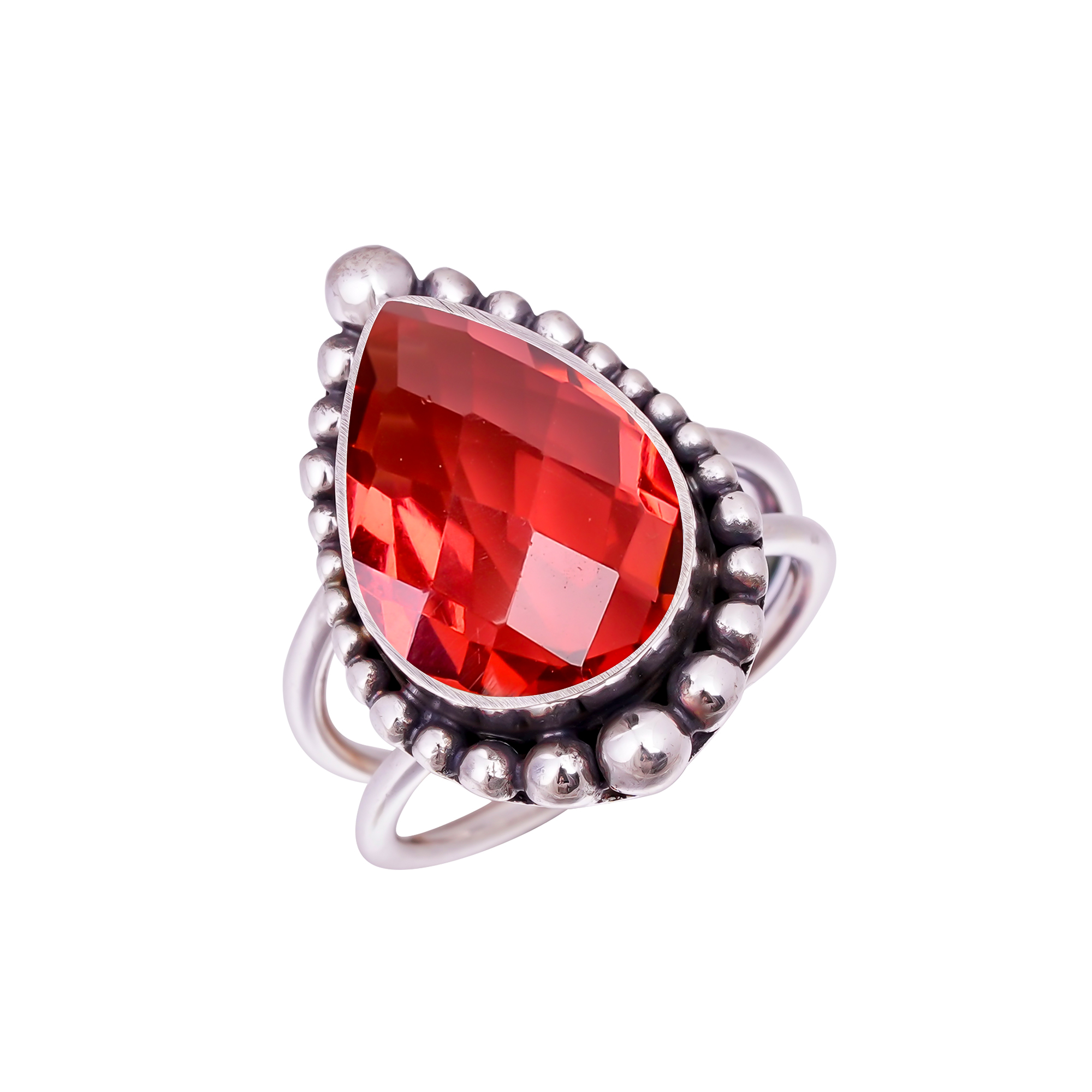 Pink Rubellite Tourmaline - Simulated Gemstone 925 Sterling Silver Ring