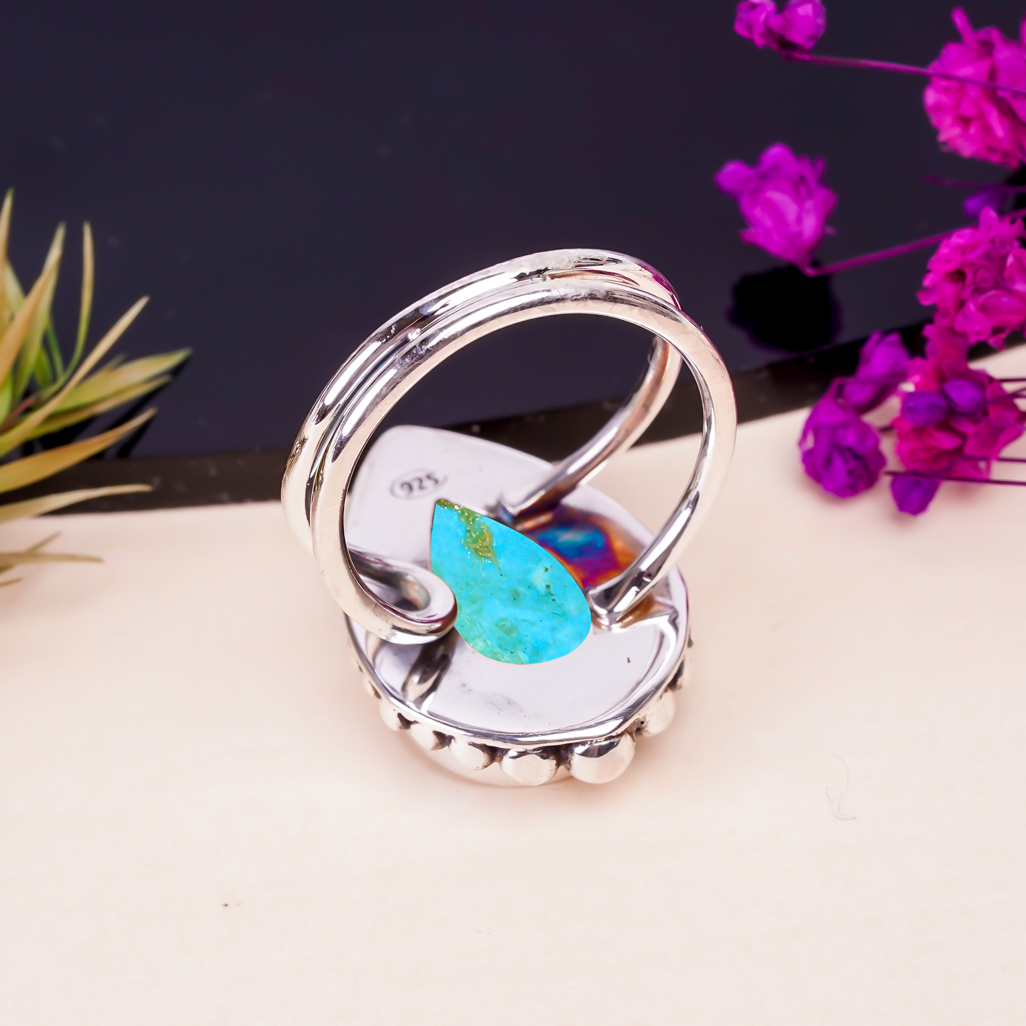 Magnesite Turquoise Gemstone 925 Sterling Silver Ring