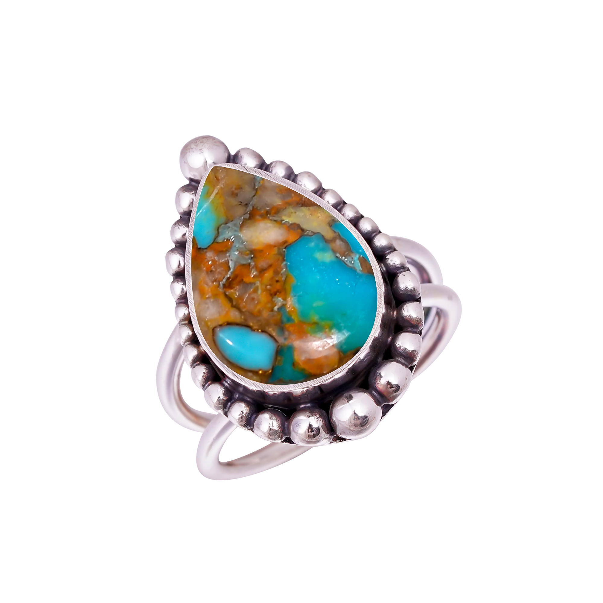 Copper Turquoise - Pilot Mountain Gemstone 925 Sterling Silver Ring