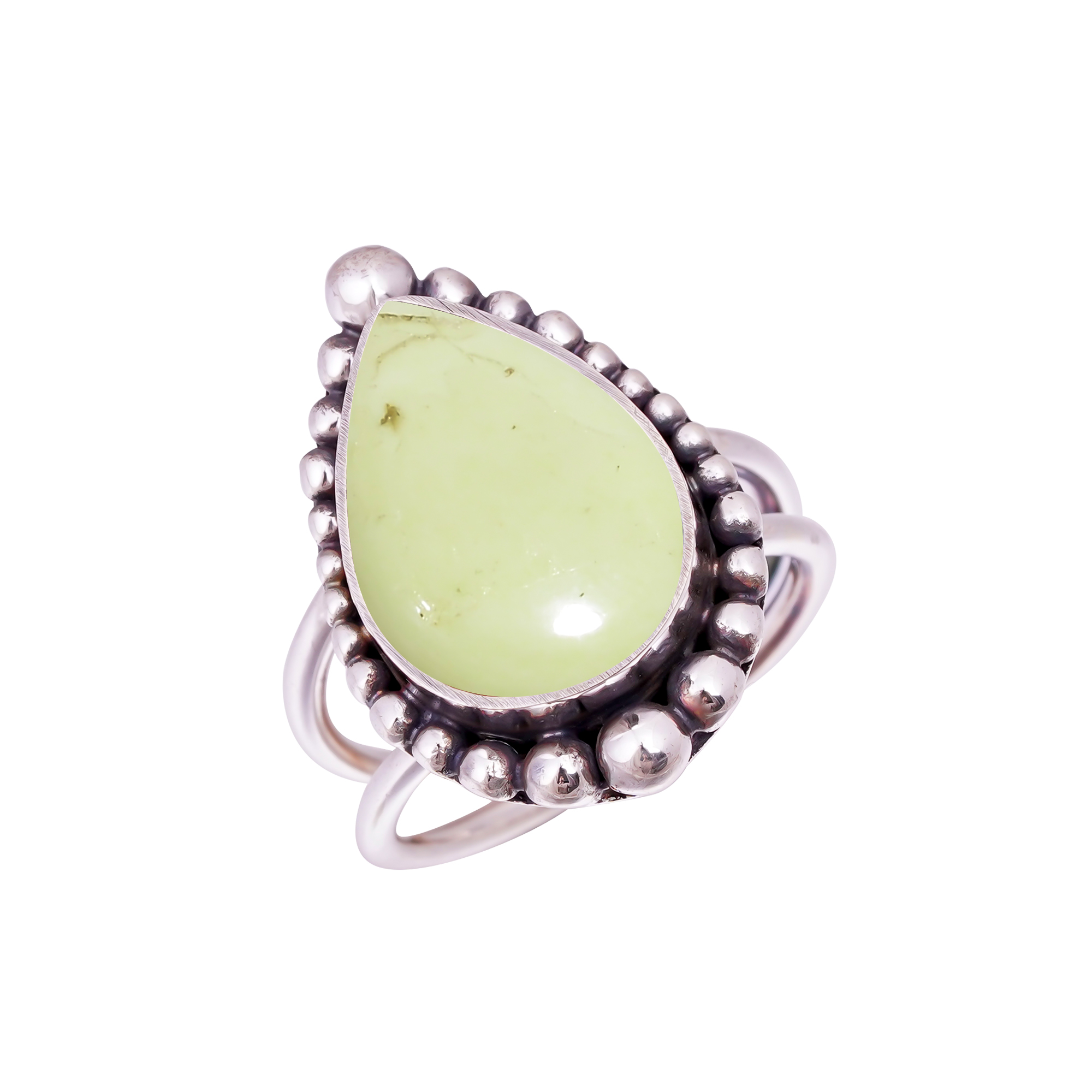 Lemon Chrysoprase - Australia Gemstone 925 Sterling Silver Ring