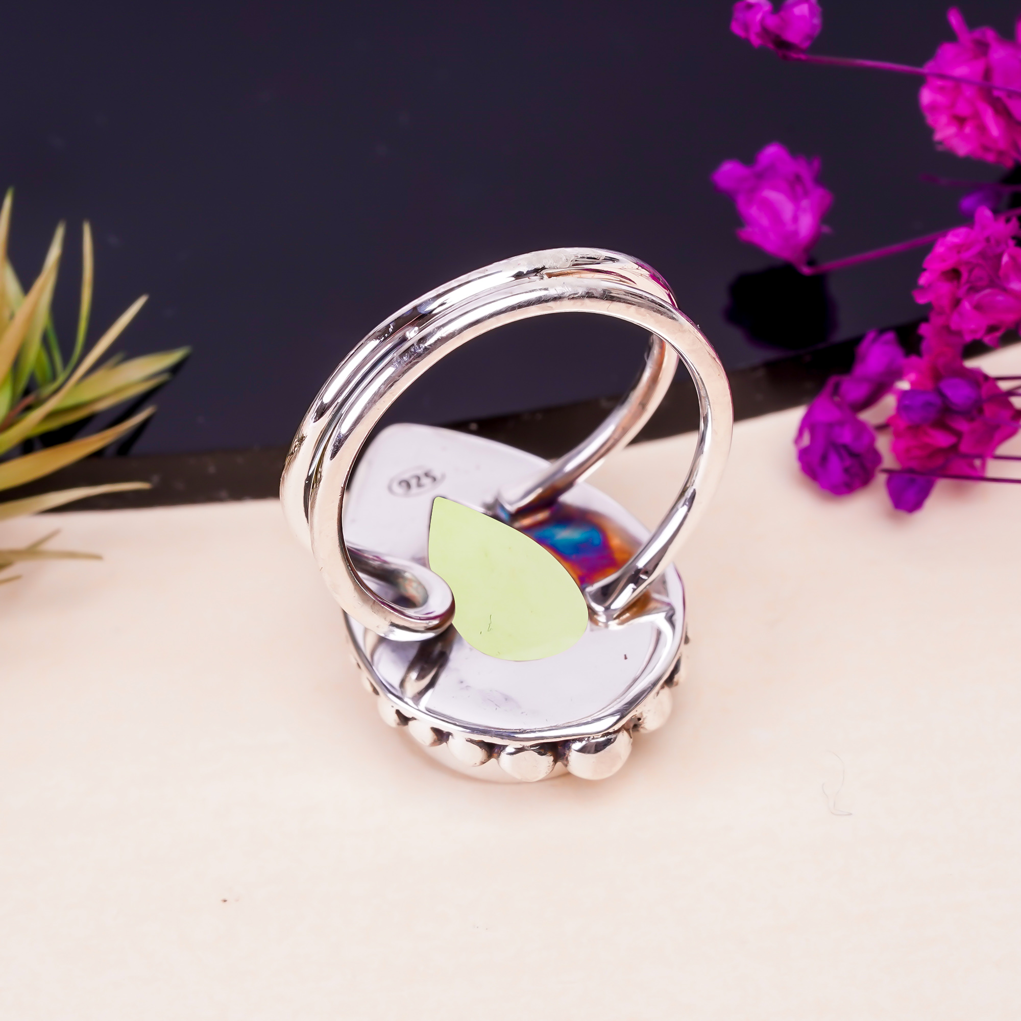 Lemon Chrysoprase - Australia Gemstone 925 Sterling Silver Ring