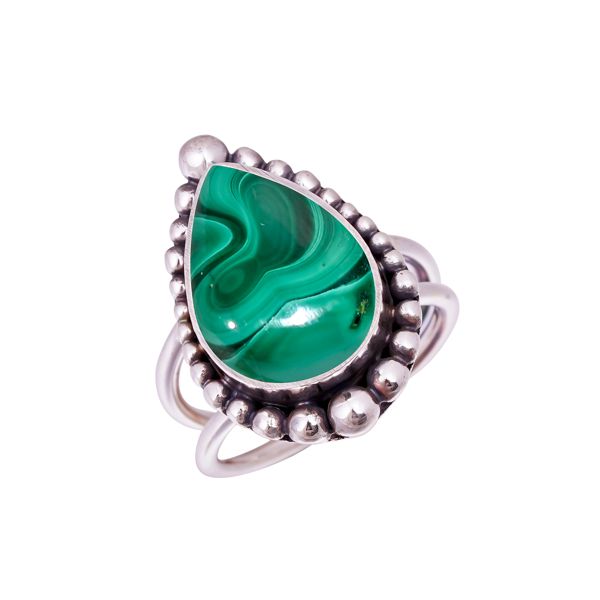 Malachite - Congo Gemstone 925 Sterling Silver Ring