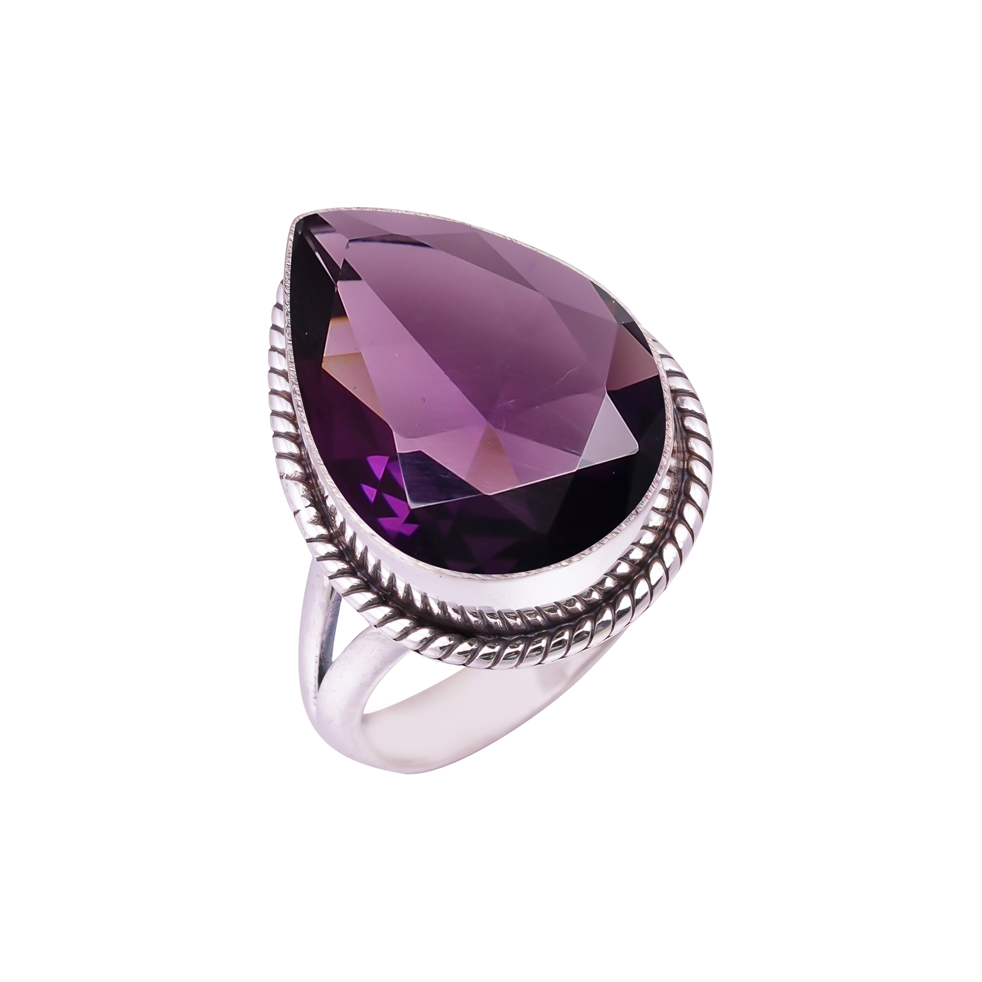 Purple Amethyst - Simulated Gemstone 925 Sterling Silver Ring