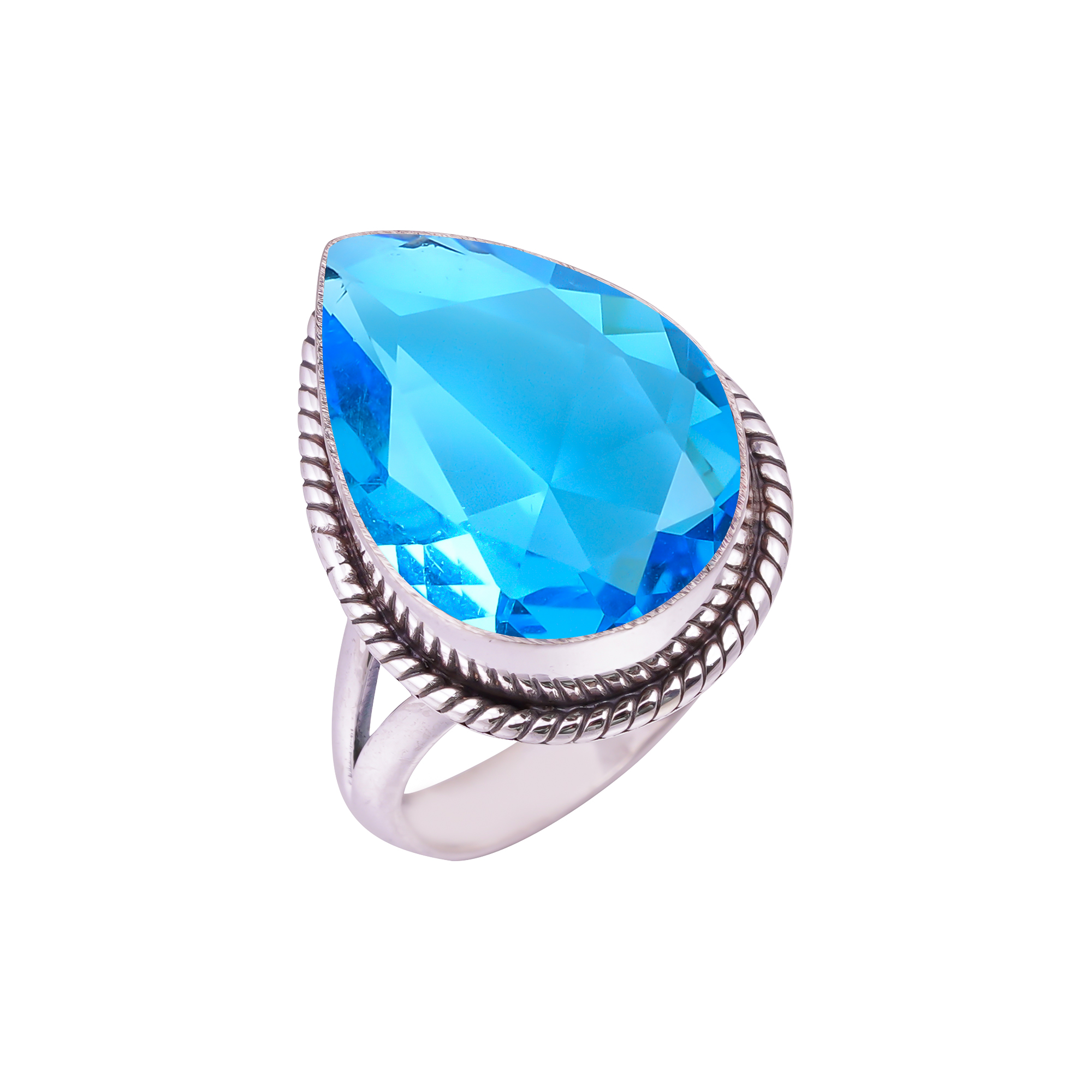Paraiba Tourmaline - Simulated Gemstone 925 Sterling Silver Ring