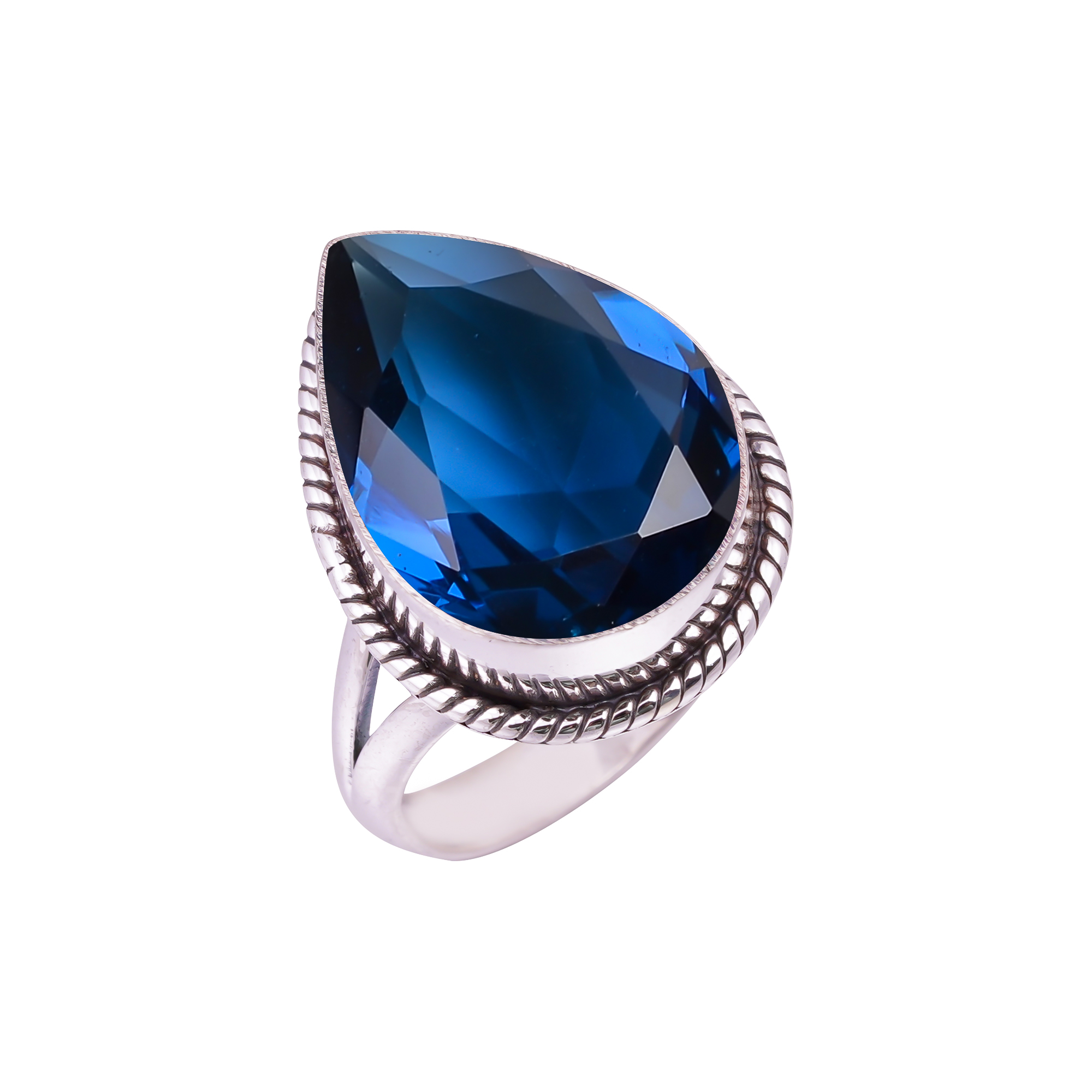 Teal Tourmaline - Simulated Gemstone 925 Sterling Silver Ring