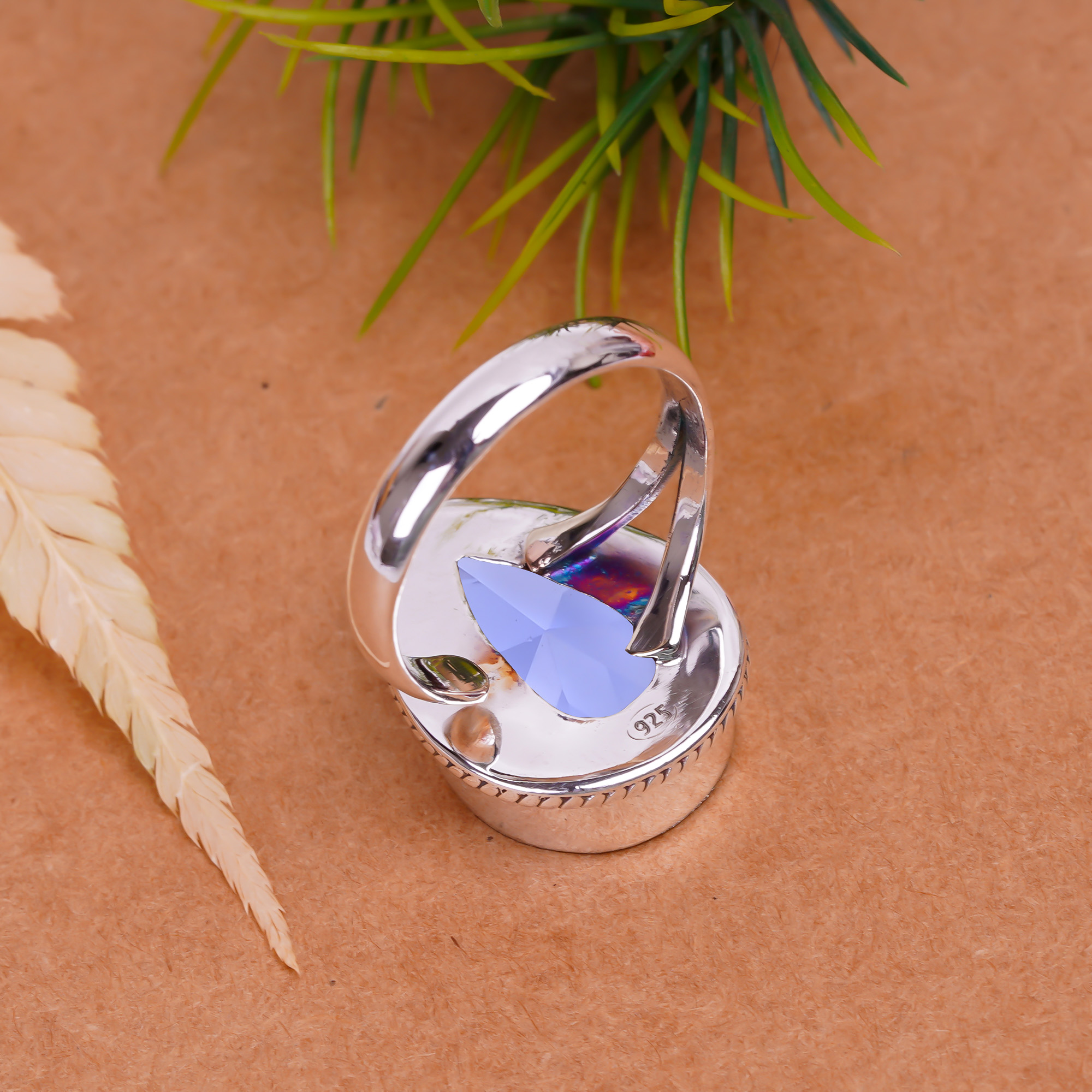 Iolite - Simulated Gemstone 925 Sterling Silver Ring