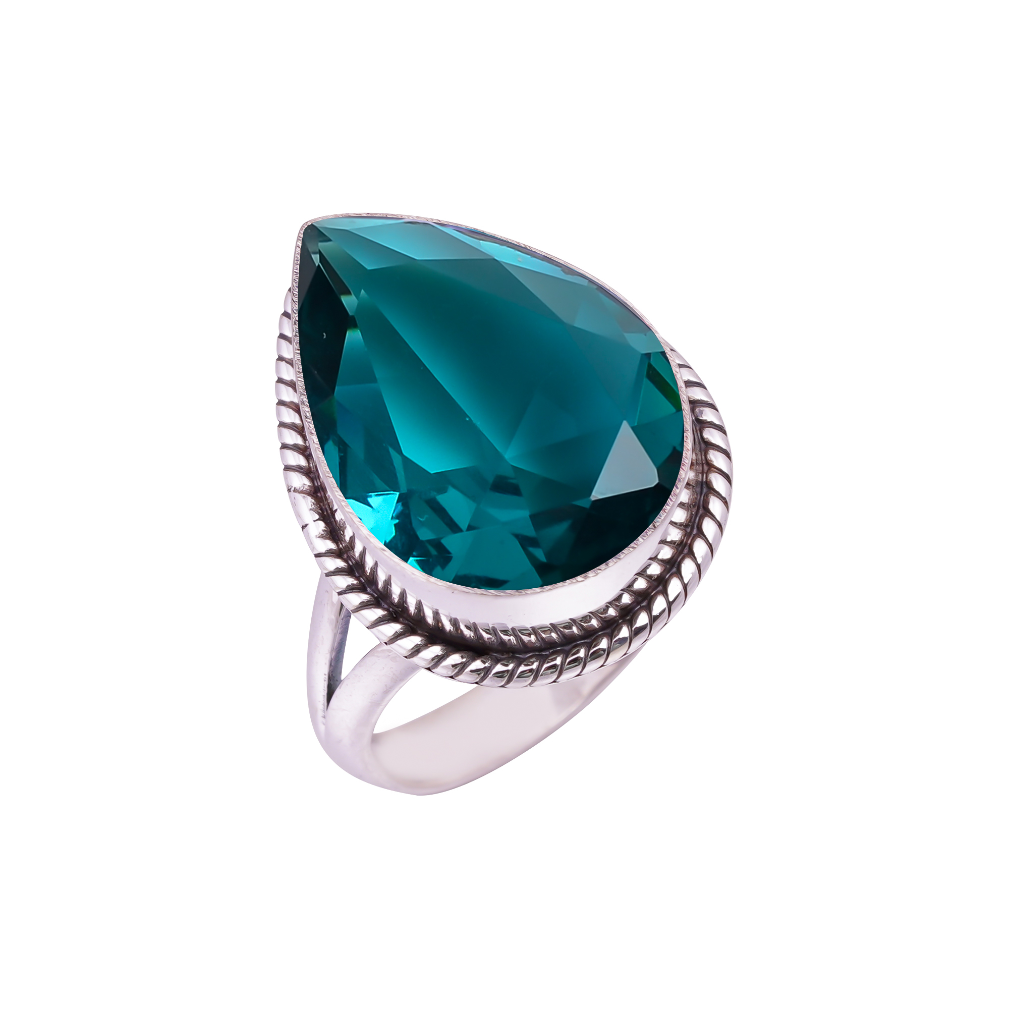 Blue Sapphire - Simulated Gemstone 925 Sterling Silver Ring
