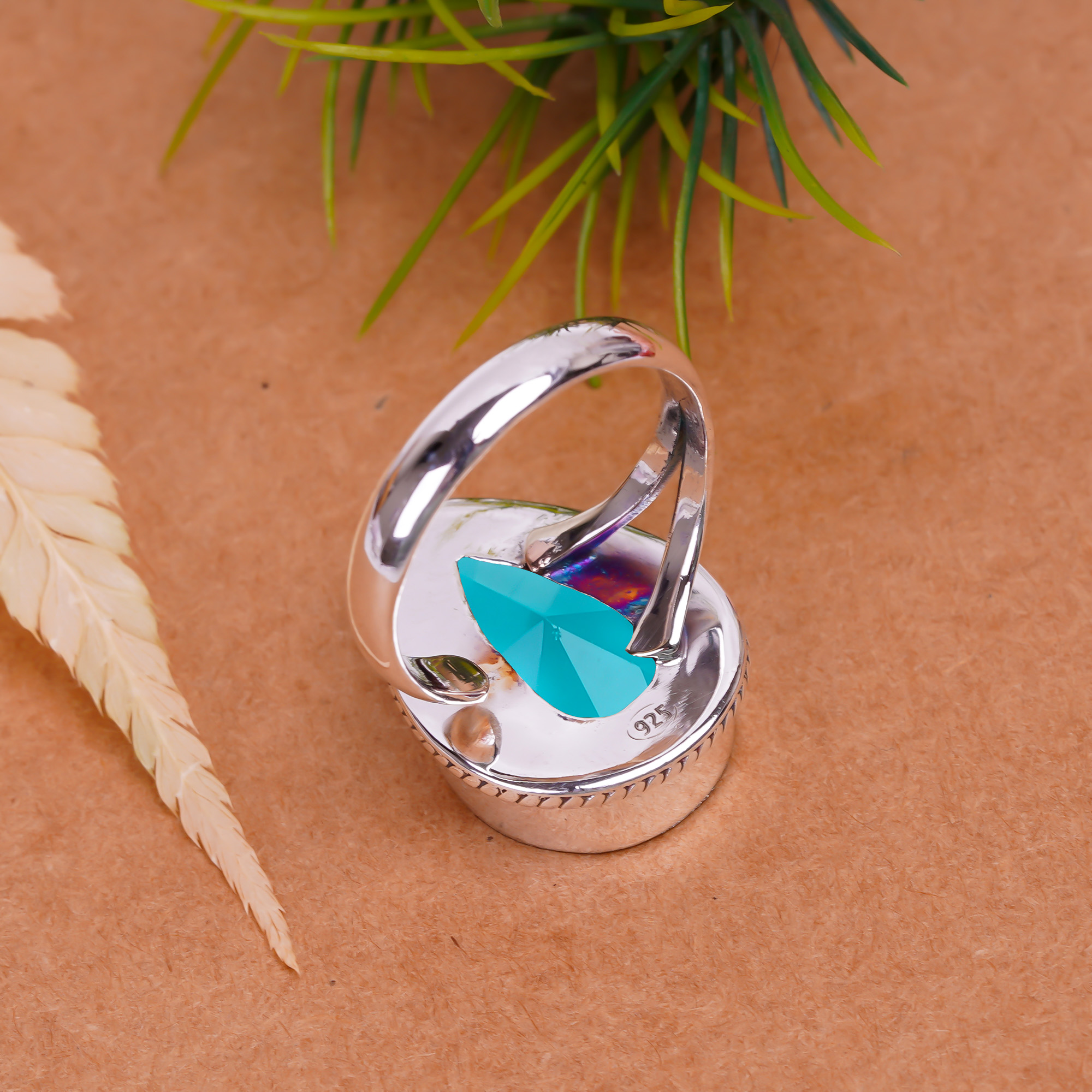 Blue Sapphire - Simulated Gemstone 925 Sterling Silver Ring