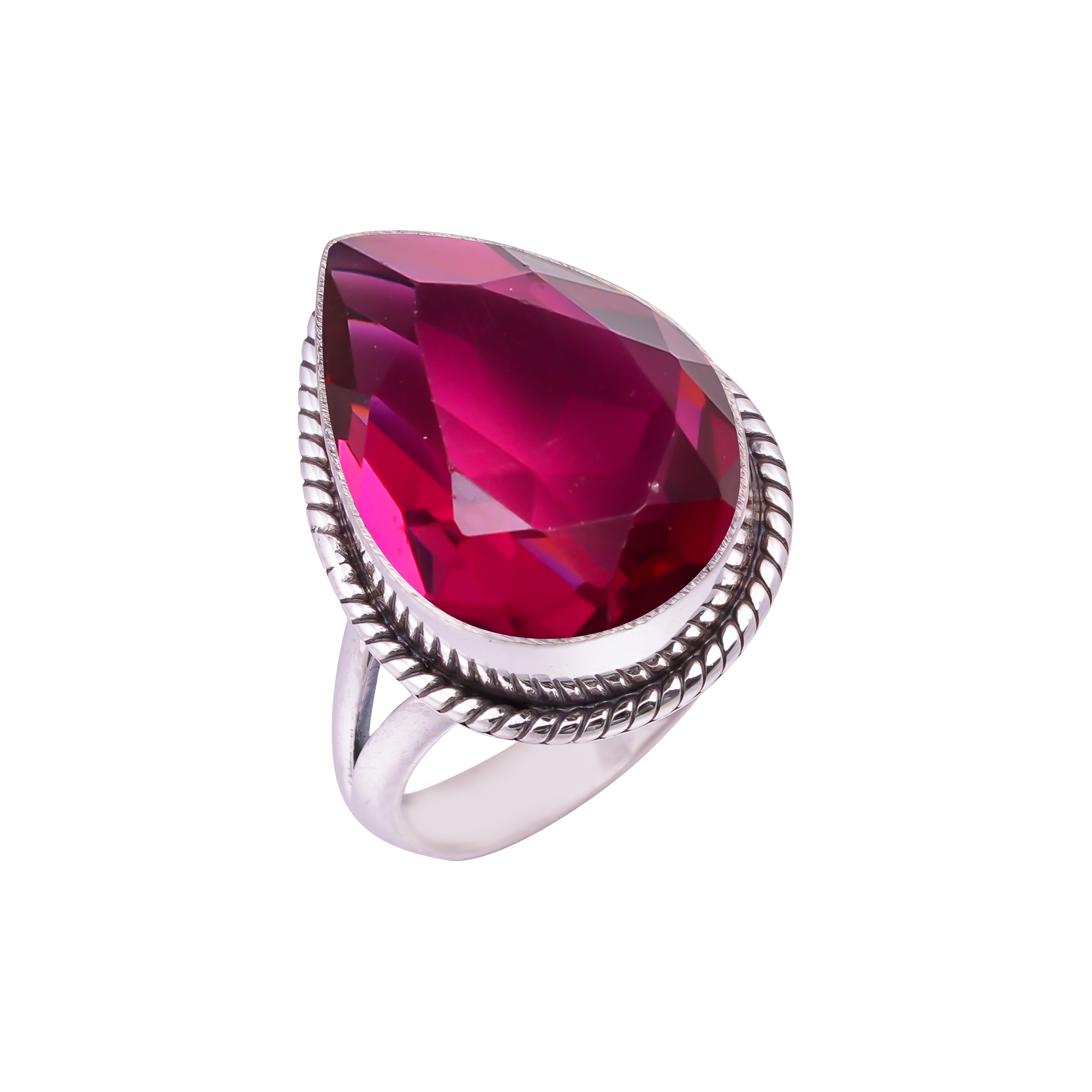 Ruby - Simulated Gemstone 925 Sterling Silver Ring