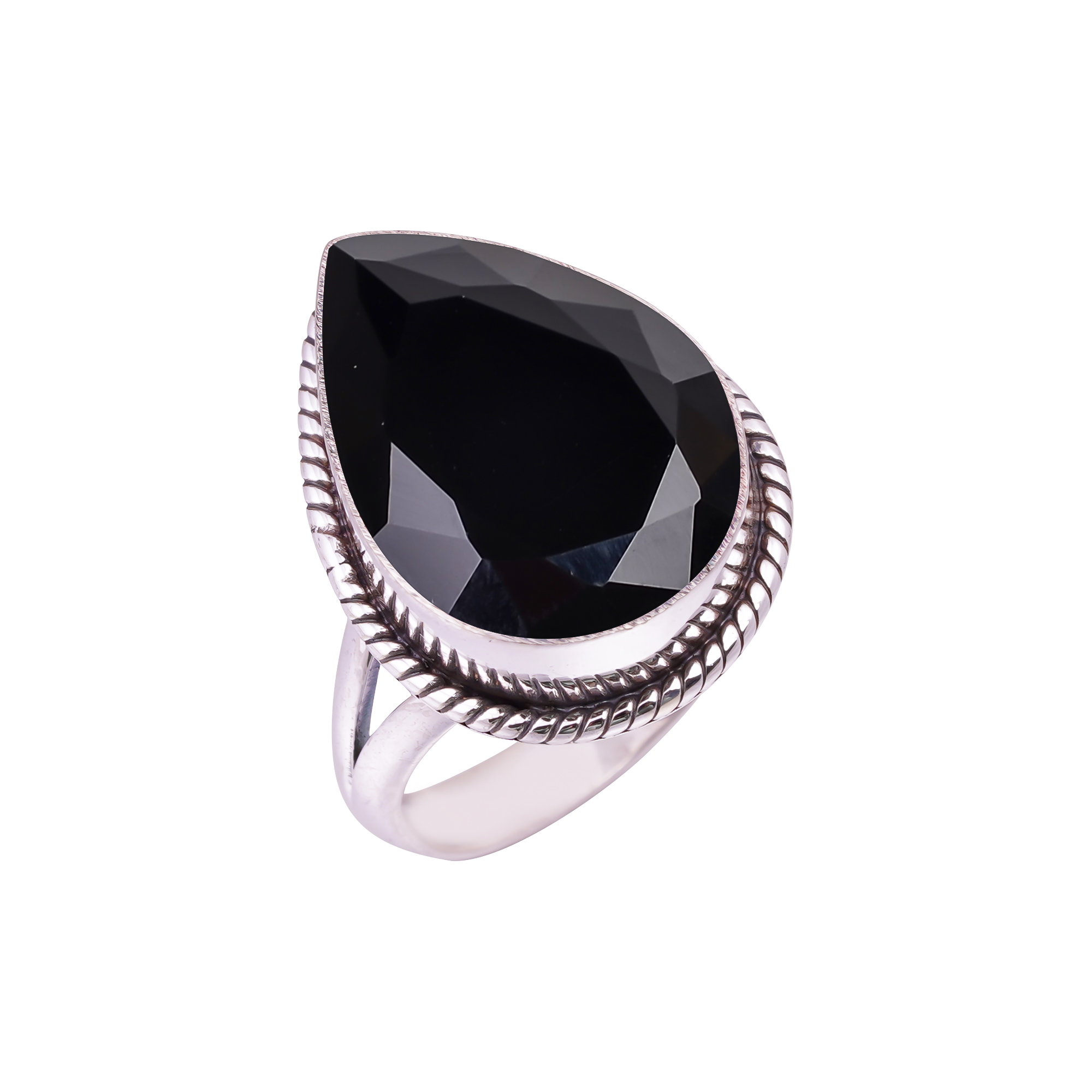 Black Onyx - Simulated Gemstone 925 Sterling Silver Ring
