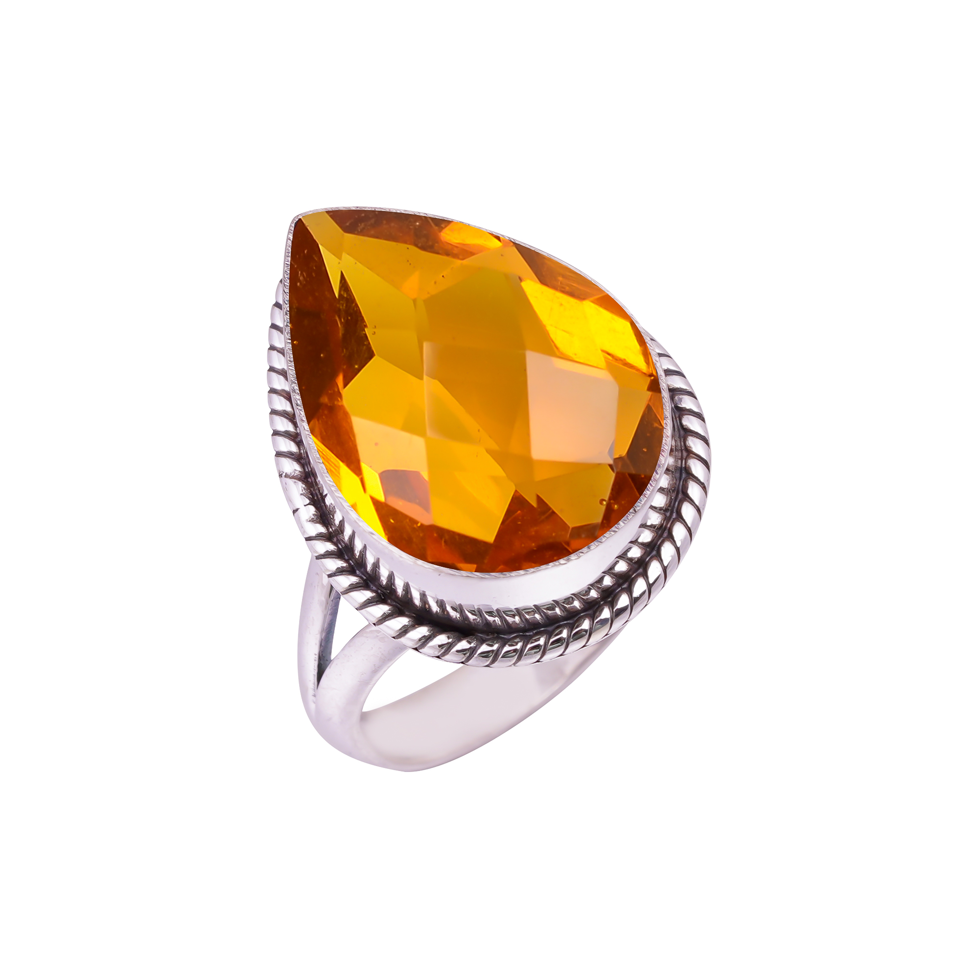 Citrine - Simulated Gemstone 925 Sterling Silver Ring