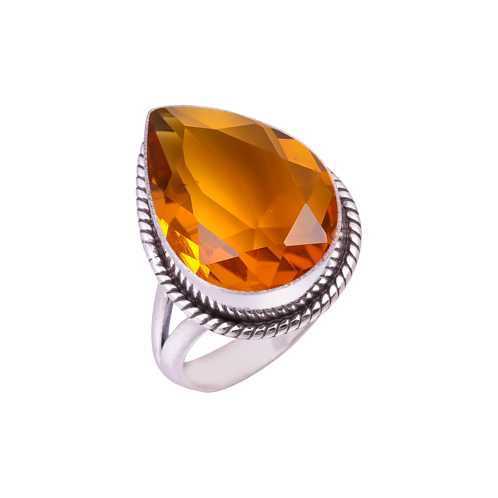 Citrine - Simulated Gemstone 925 Sterling Silver Ring