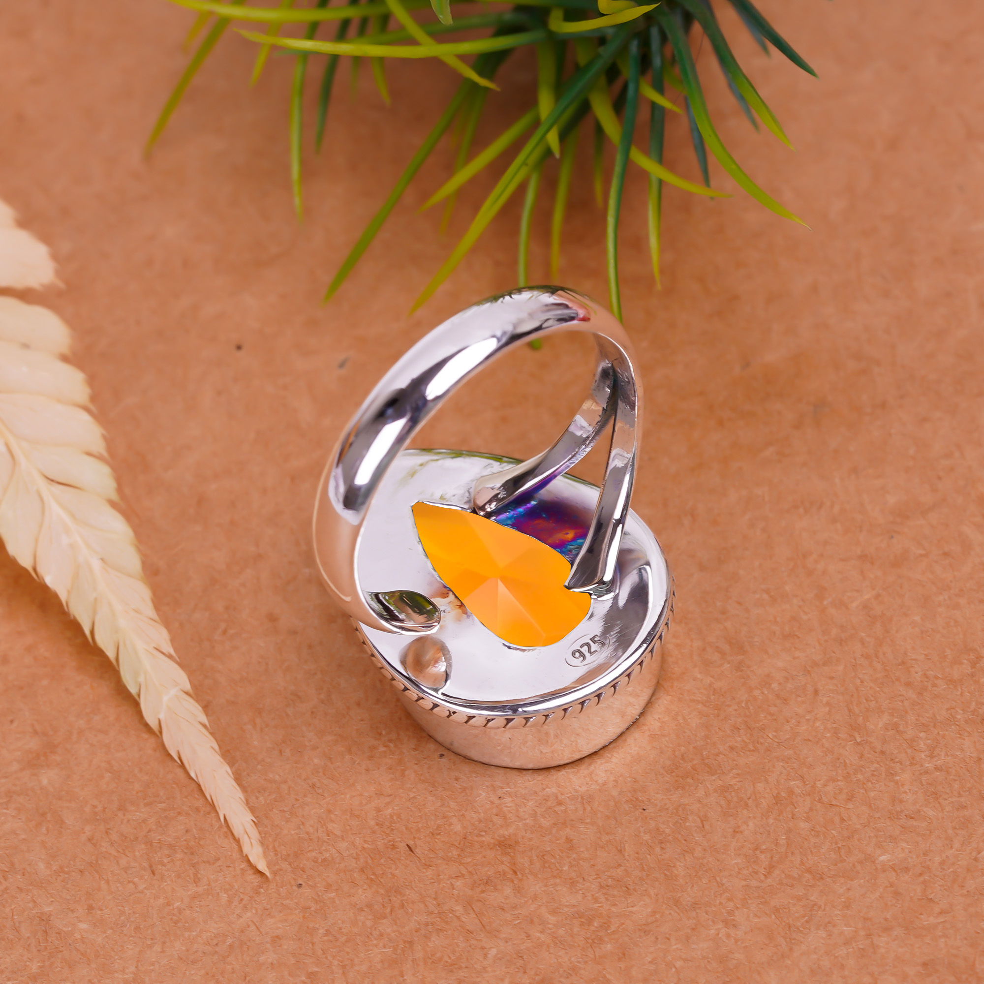 Citrine - Simulated Gemstone 925 Sterling Silver Ring