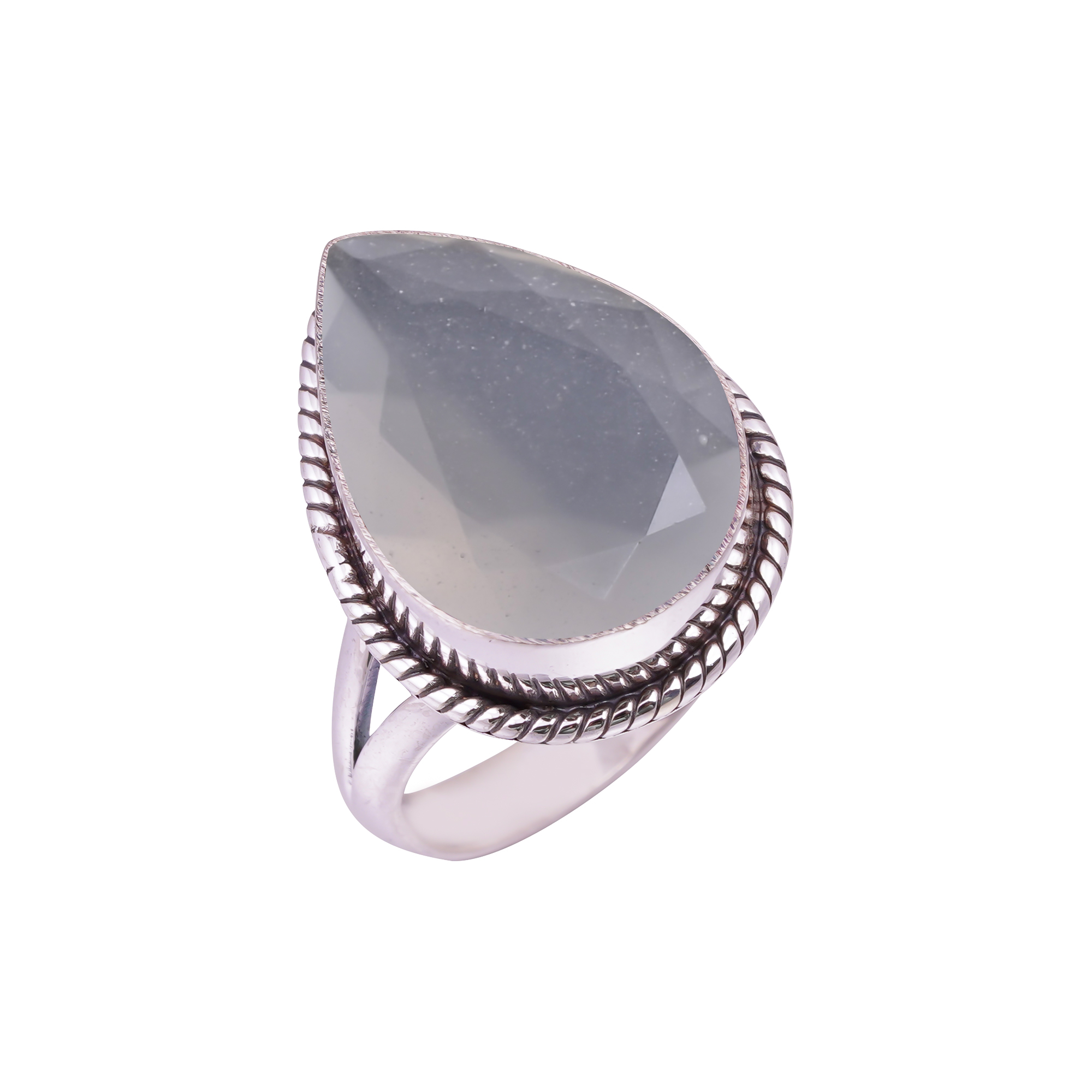 Divine Light Selenite - Simulated Gemstone 925 Sterling Silver Ring