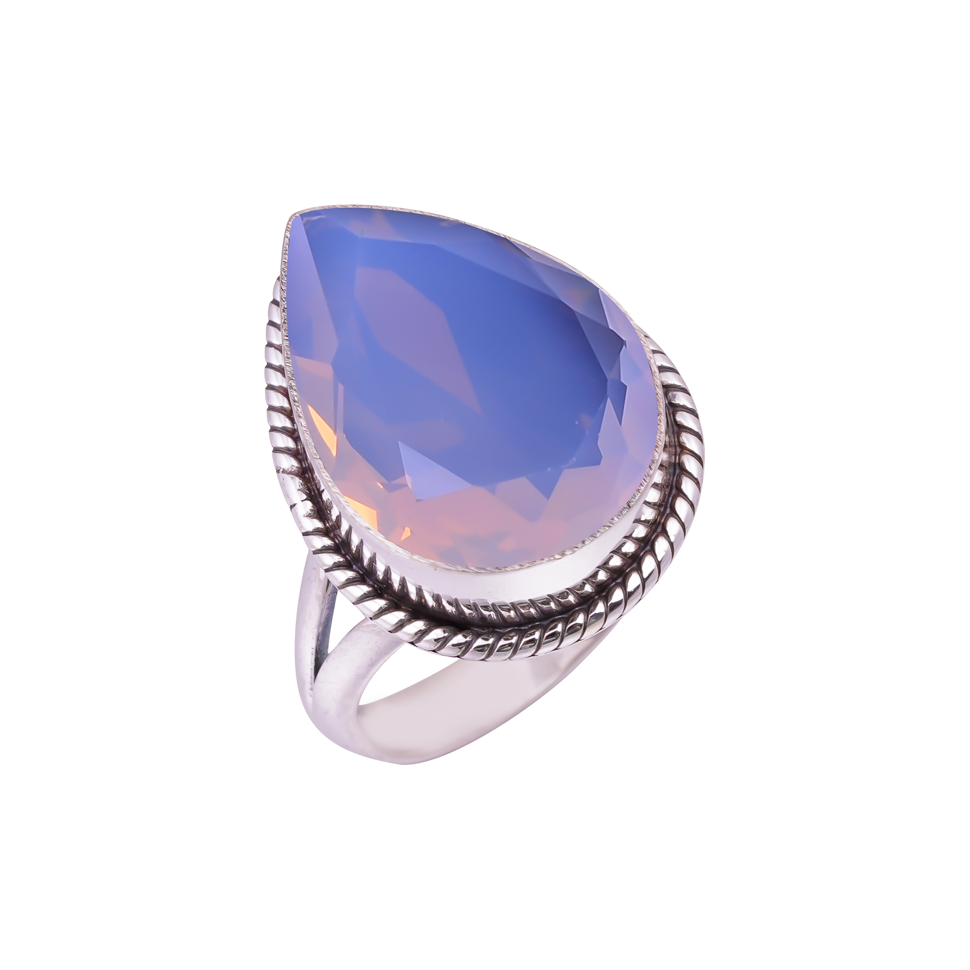 Milky Pink Opal - Simulated Gemstone 925 Sterling Silver Ring