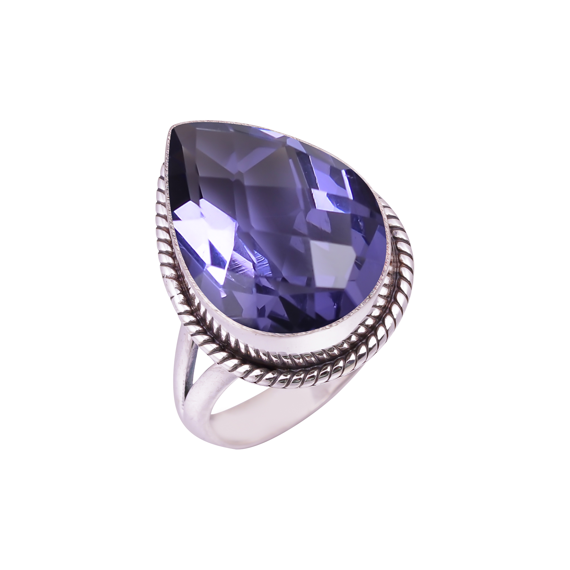 Iolite - Simulated Gemstone 925 Sterling Silver Ring